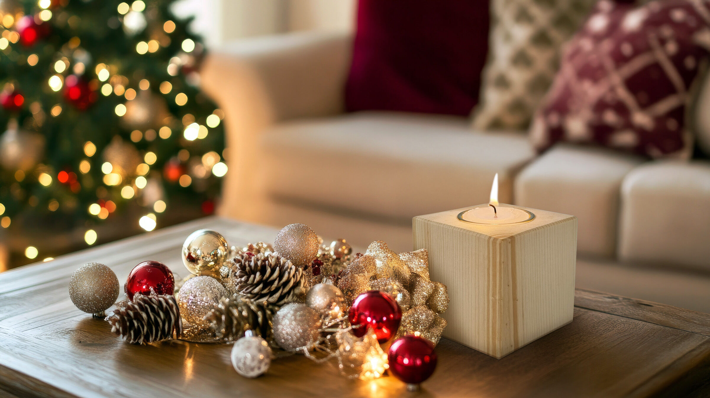 Adventskränze, Weihnachtsdeko, Kerze, Kugel, Tannenzapfen,