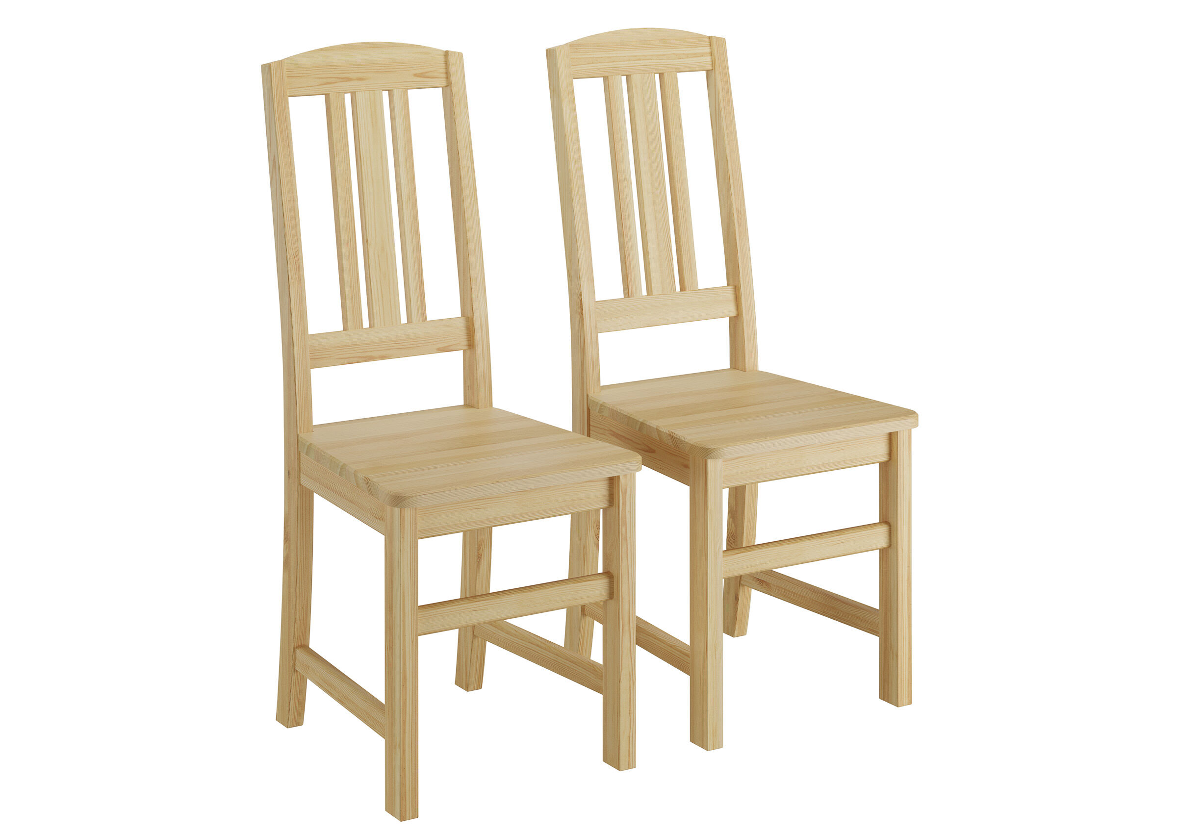 Holzstuhl, Stuhlset, Holzstuhlpaar, Naturholz, Sitzhöhe normal, Zwei Stühle aus Kiefer