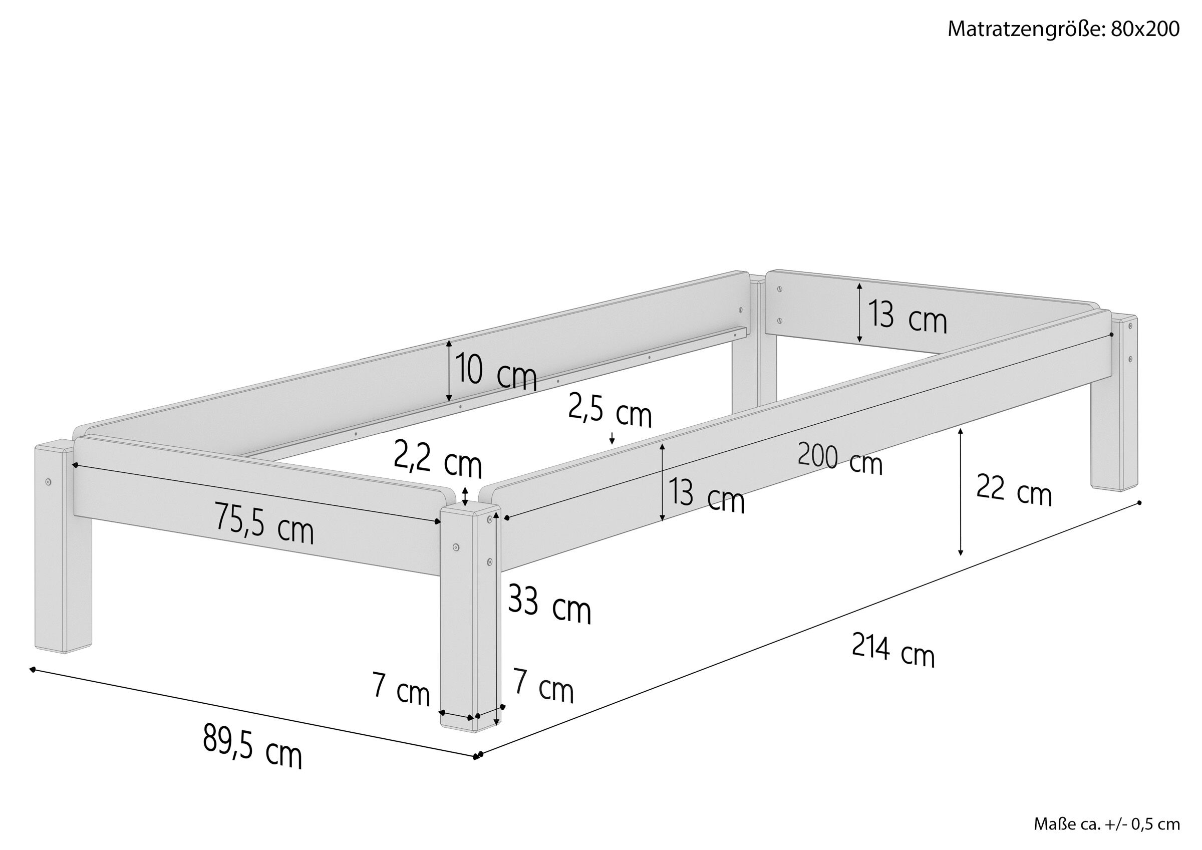 bettgestell, holzbettrahmen, bettrahmen maße, holzrahmen 80x200, lagerschraubenlos, Skizze Stapelbett