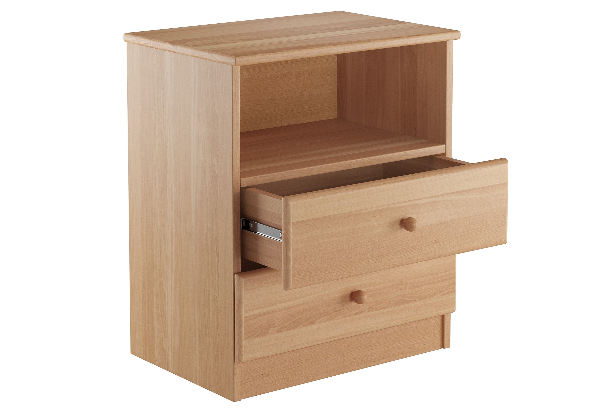 Nachtkommode, Nachtkästchen, Holz, Holzmaterial, Schubladen, hohe Nachtkommode mit zwei Schubladen