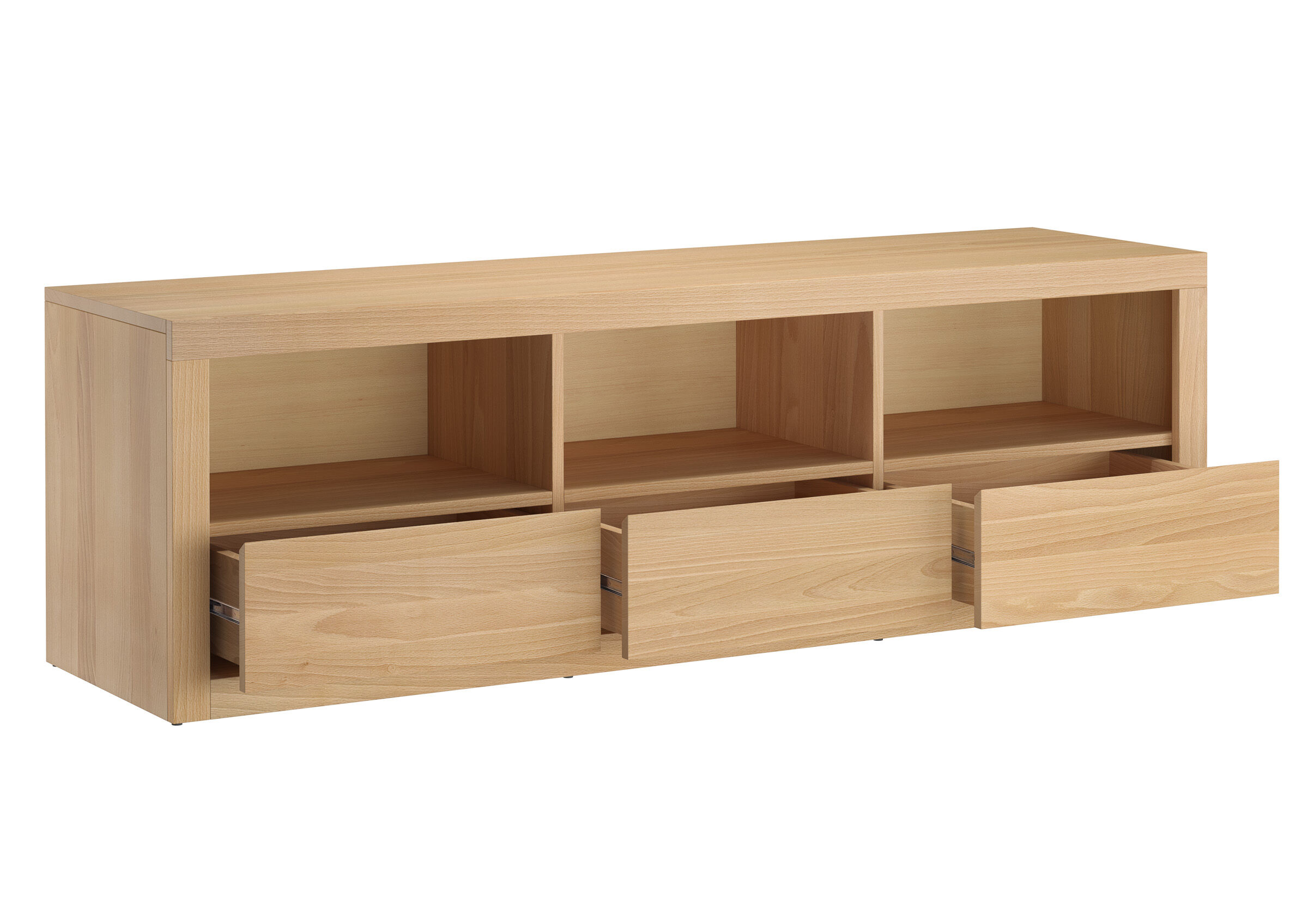 Lowboard, Sideboard, Aufbewahrung, Schublade, Holz, Buche Kommode mit 3 Schubladen und 3 Ablagen