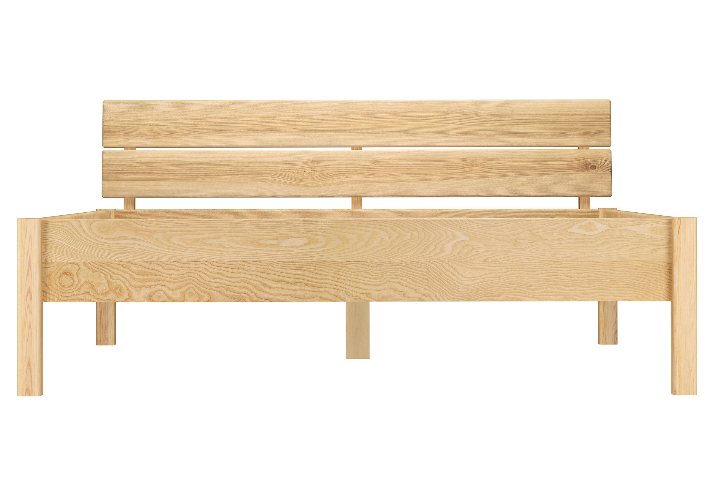 Eschenholzbett 180x200 mit 50x7x7 Füßen