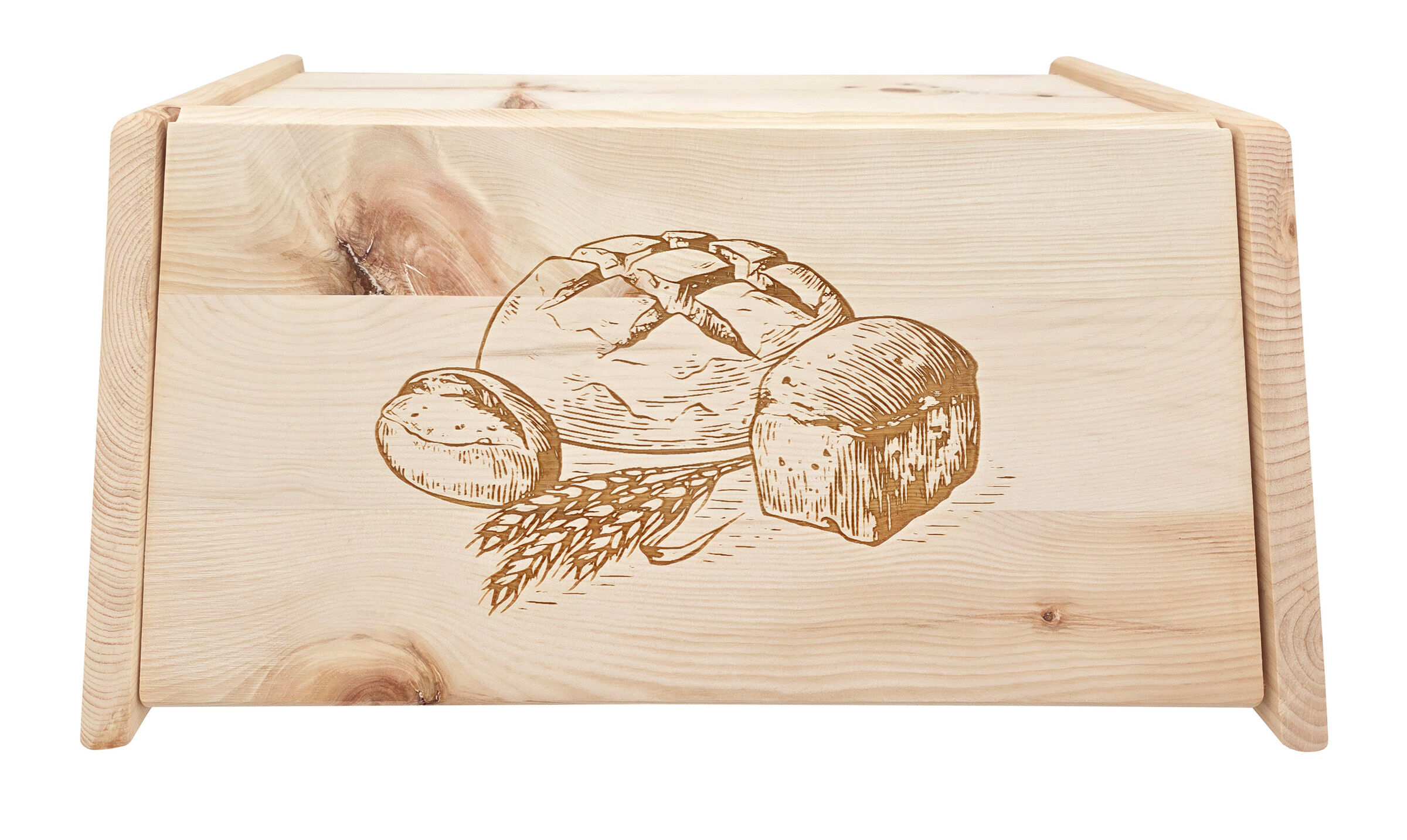 Holzbox, Kasten, Brotkasten, Naturholz, Bedruckt, Elegante Massivholzbox für Gebäck