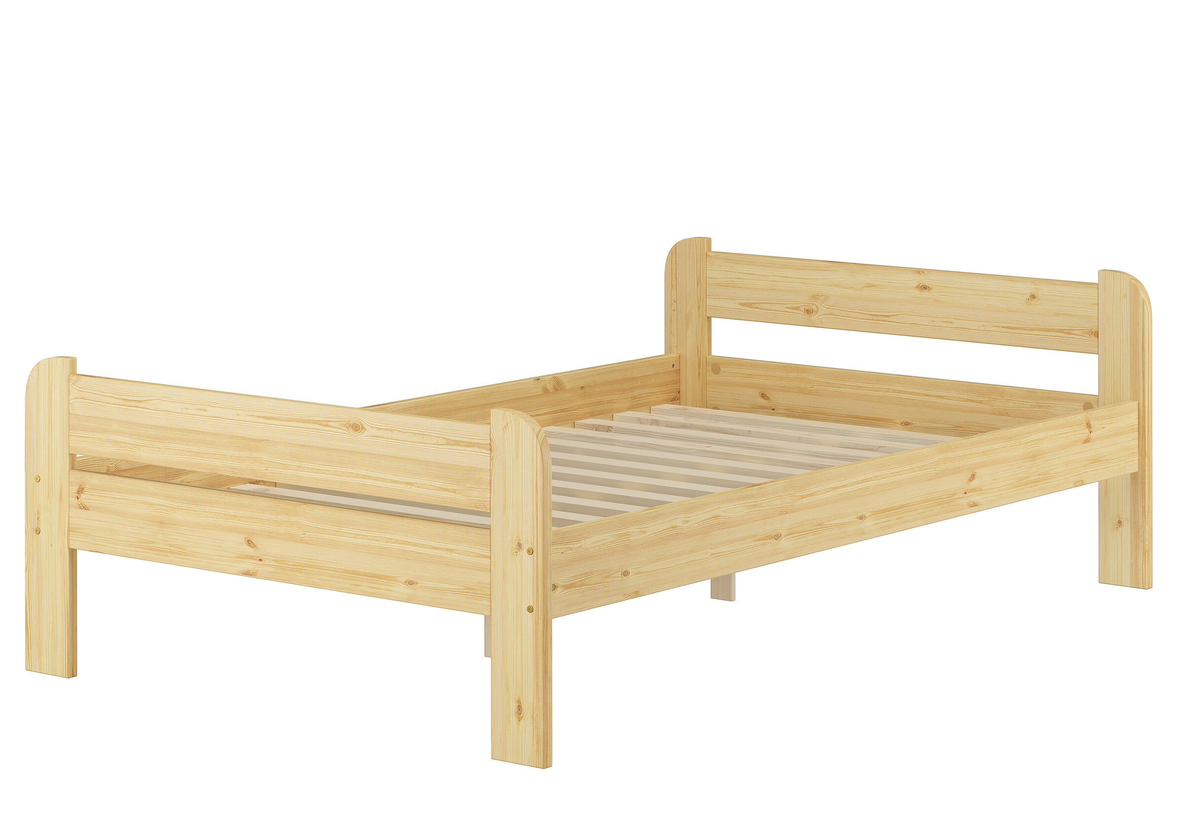 Holzbett, Einzel-/Zweibett, Kiefernholz, Rahmenbett, Lattenrostträger, bettrahmen-kopf-Fußteil
