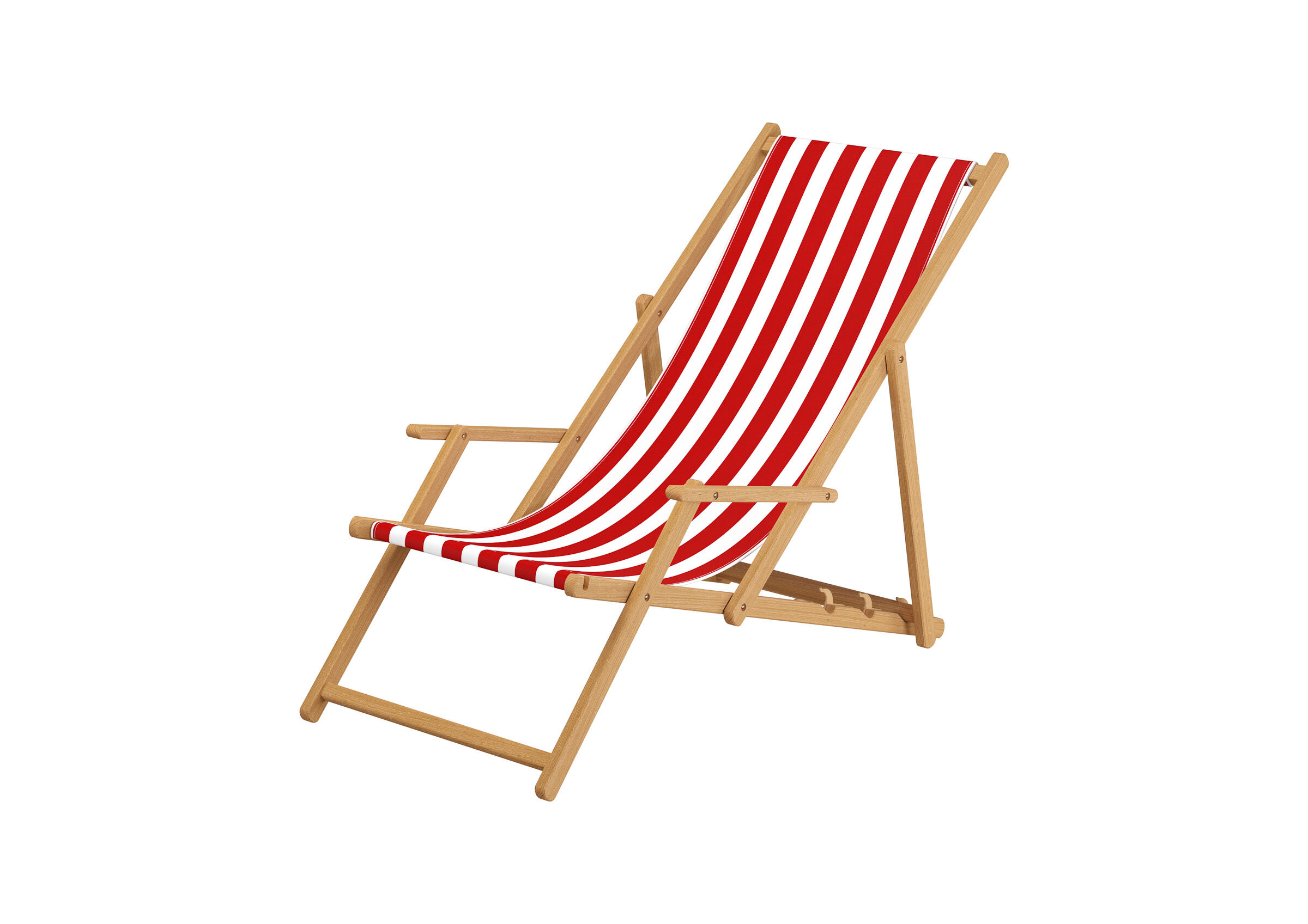 Strandkorb, Holzrahmen, Rot-Weiß Muster, Strandstuhl, Aufklappbares Design, Strandstuhl klappbar mit Stofffarbe rot/weiß