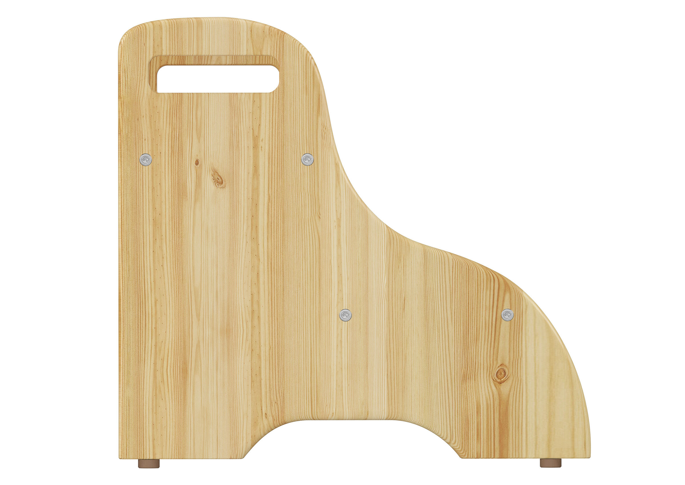 Holzstuhl, Kinderstuhl, Naturholz, hübsches Design, Sitzplatz-Grundform, Seitenansicht Holzhocker Kiefer