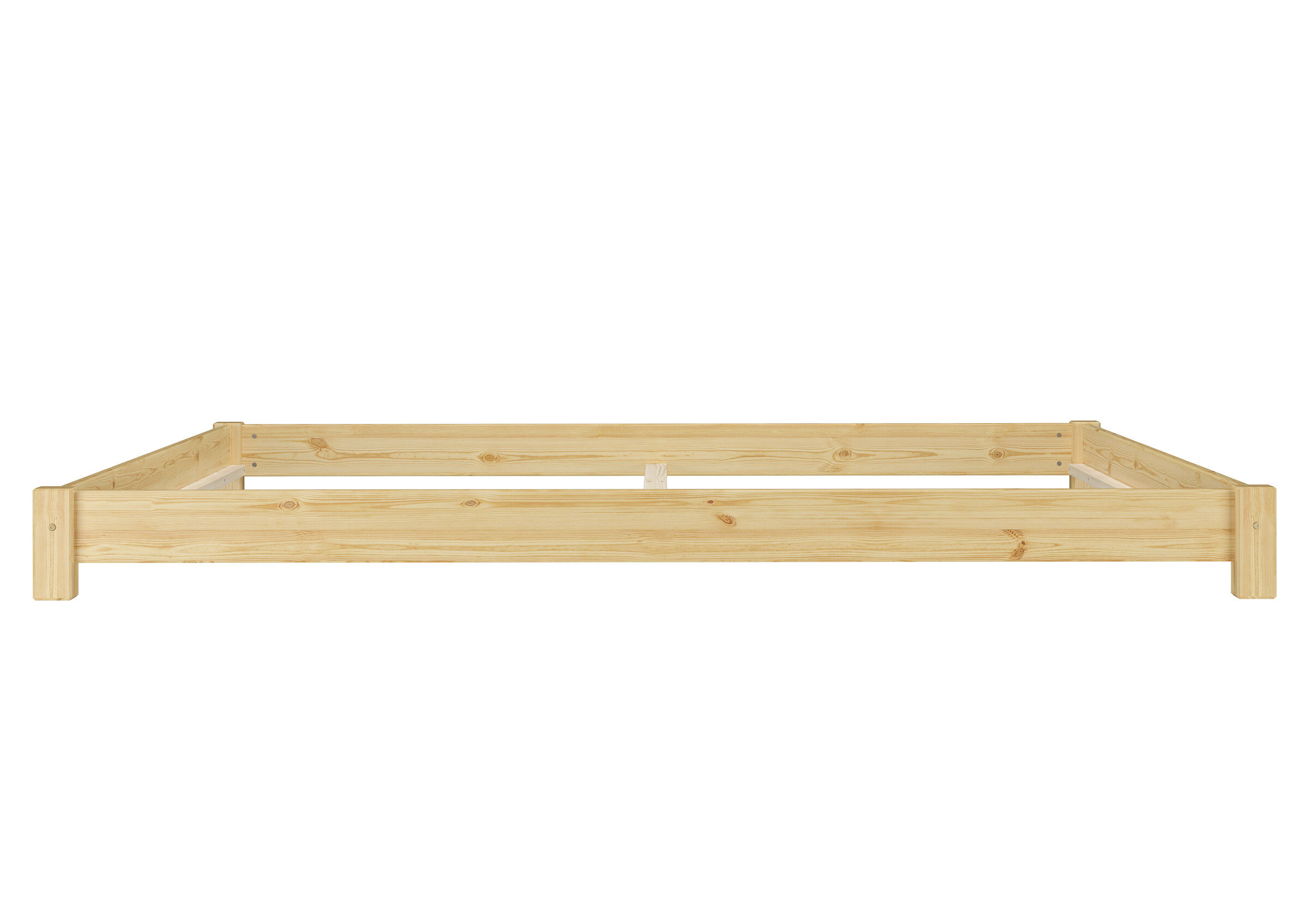 holz, bett, rahmen, holzbettrahmen, naturholz, Robustes Flachbett 200x200 aus Kiefer