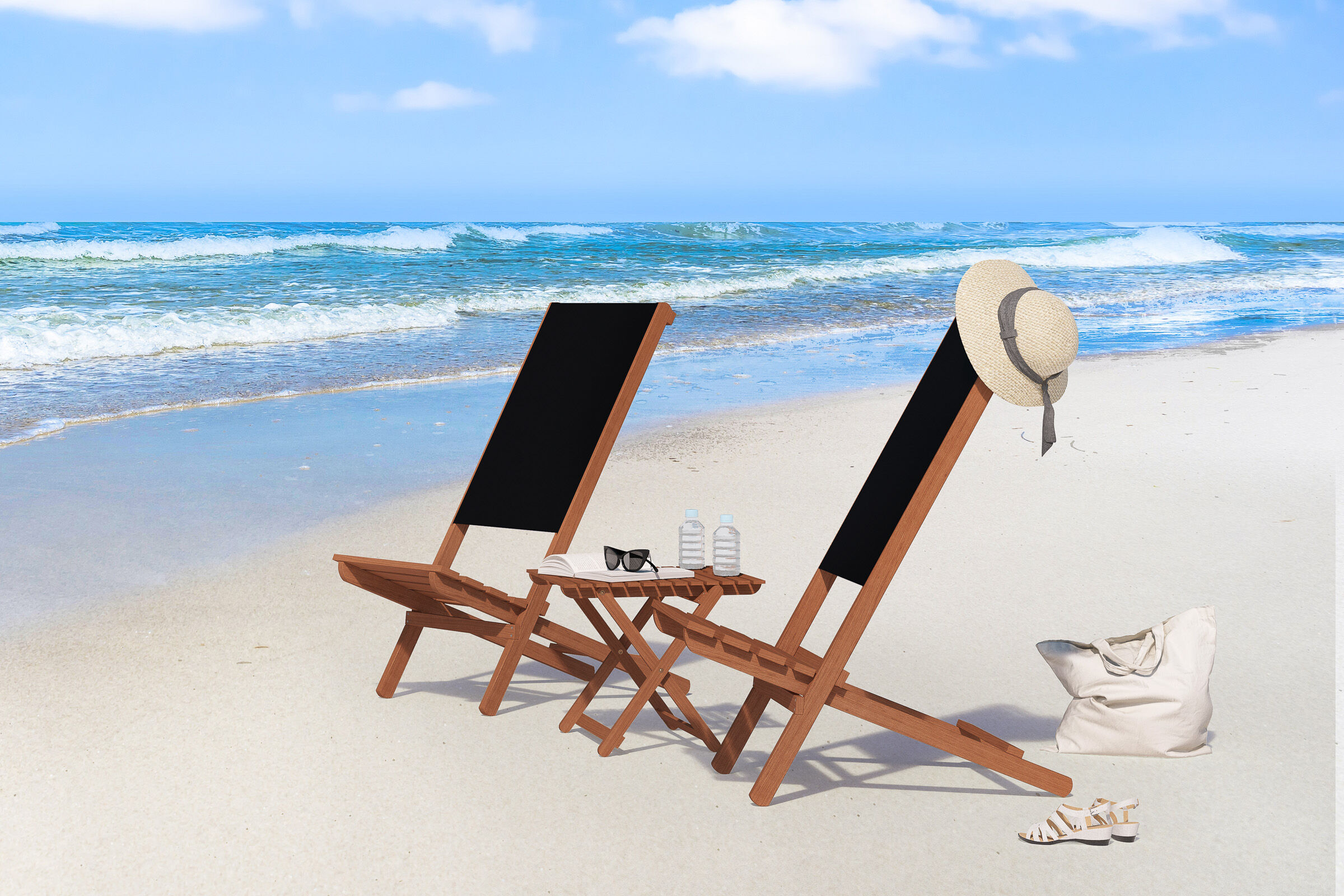Strandstuhl, Sonnenstuhl, Holzstuhl, Strand, Sommer,