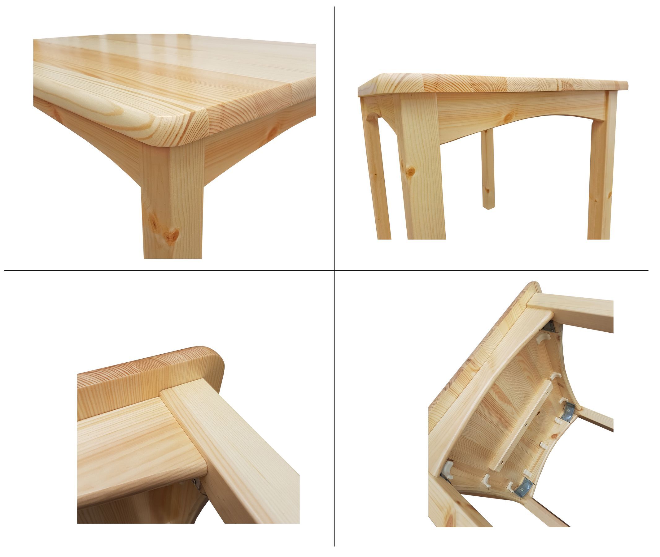 Holztisch, Rundkante, Massivholz, Naturholz, Arbeitsfläche, Detailbilder des Echtholztisches