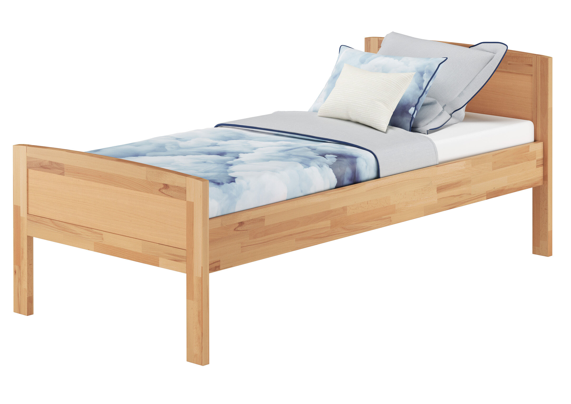 bett, holzbett, holzbettrahmen, bed, bettwäsche-sets, Gästebett Buche massiv mit Matratze