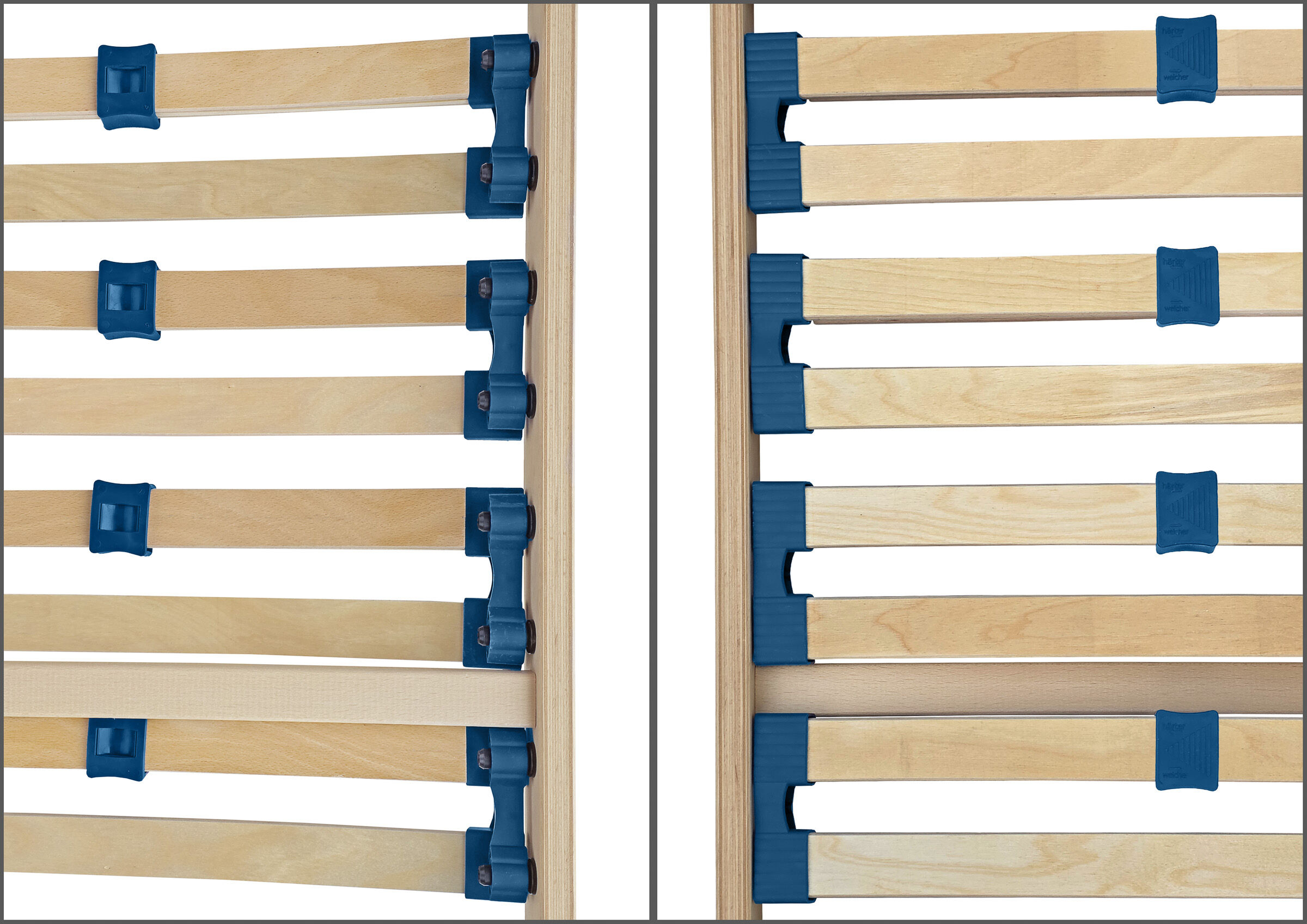 Holzlatten, Schuhwand, Klemmhalter, Blau, Verstellbar, Federholzrahmen mit Härtegradschieber