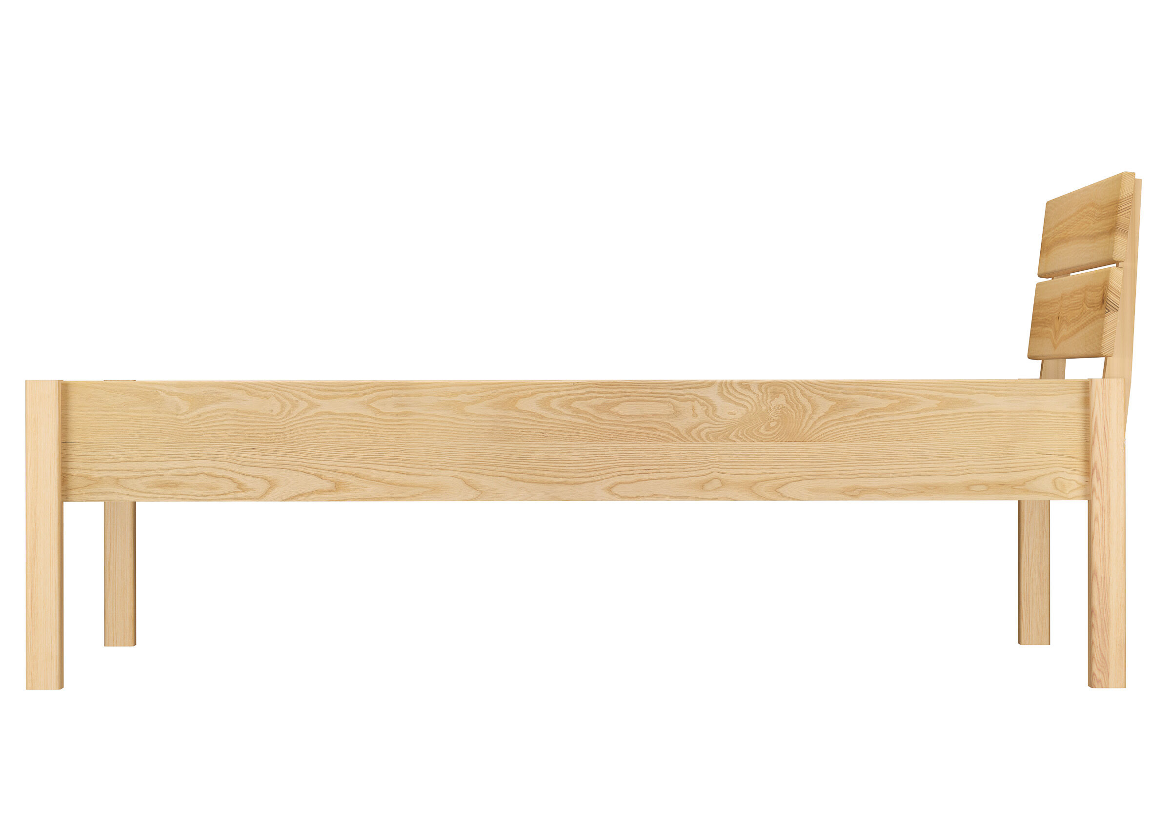 holzbettrahmen, bettgestell, holz, naturholz, bettkopfteil, Schönes Eschenholzbett 80x200 im Detail