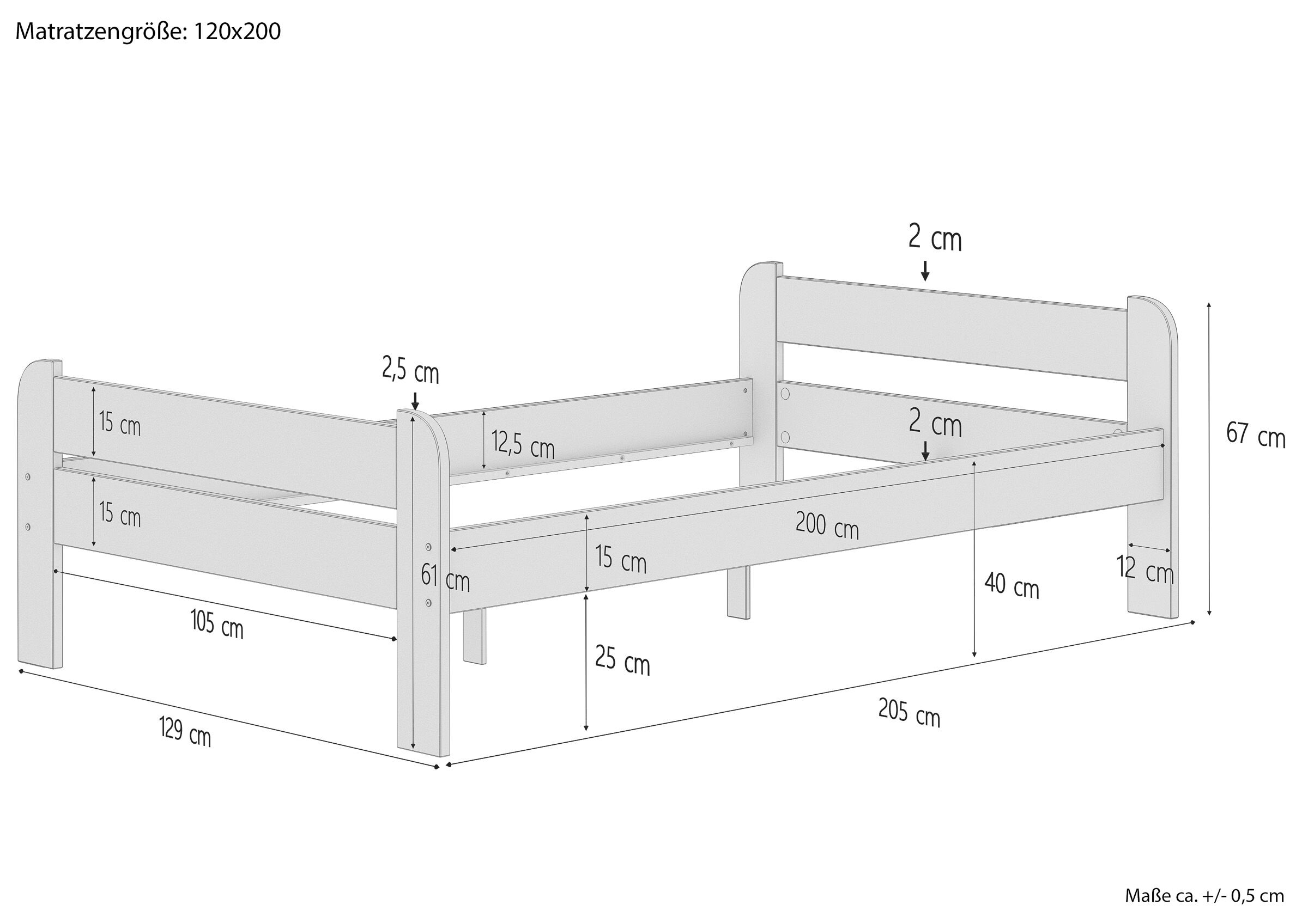 Diagramm, Handlung, Mobiliar, Krippe, Schublade, Maße des Einzelbettes 120x200