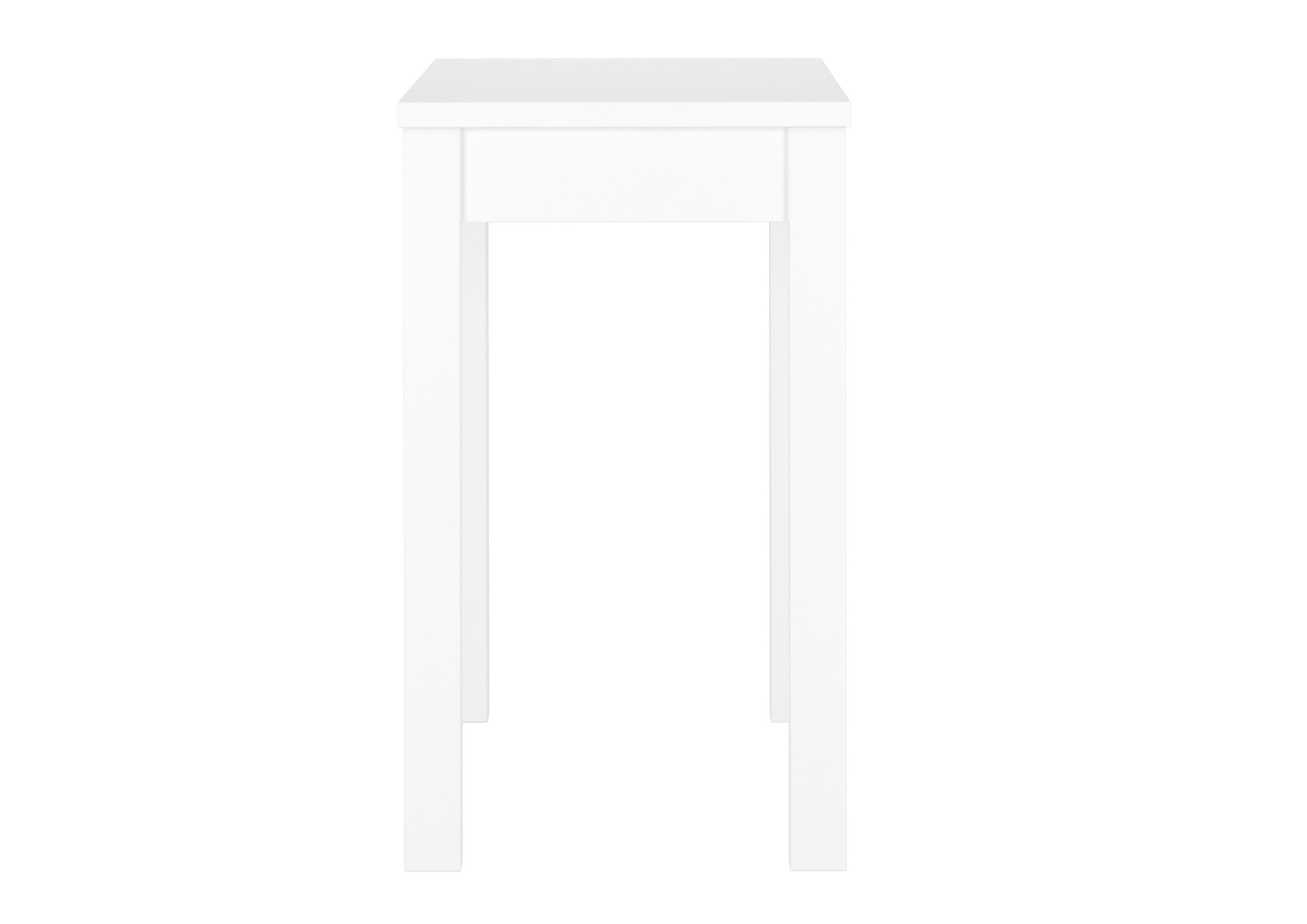 Beistelltisch, Holztisch, weiße Farbe, gerade Beine, Schublade, Profilbild des Echtholztisches 100x45