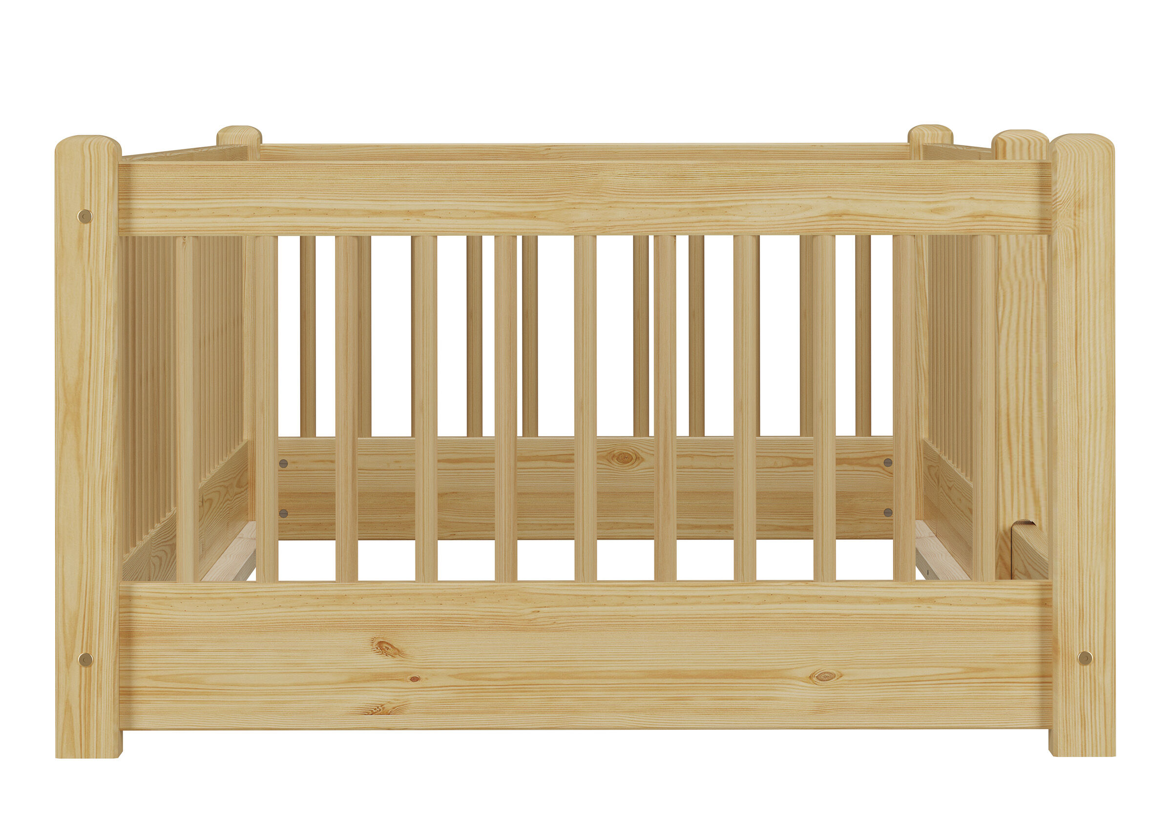 Babycrib, Holzcrib, Gitterbett, Naturholz, Vier Pfosten, Schönes Kinderbett