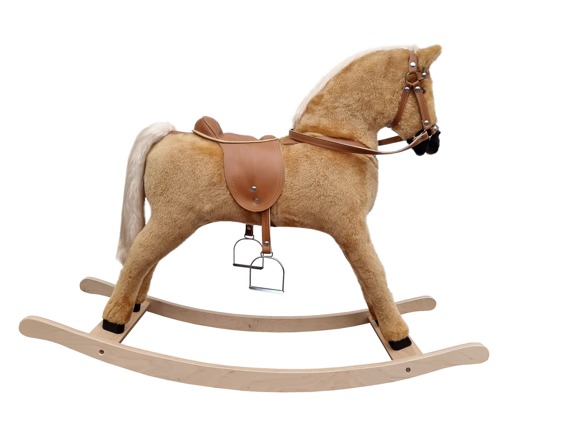 Pferdehengst, Sattel, Sattelgurt, Holzrocker, Stepper, Schaukelpferd Haflinger
