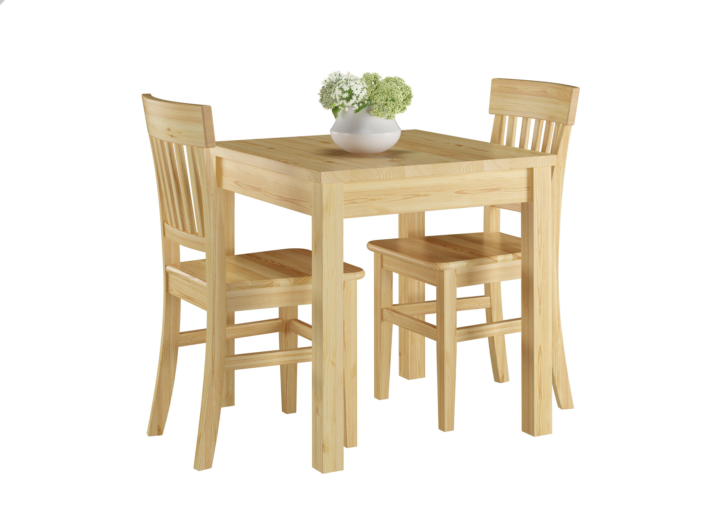 Esstisch, Holztisch, Sitzgruppe, Vierbeintisch, Holzstuhl, Tisch Kiefer natur