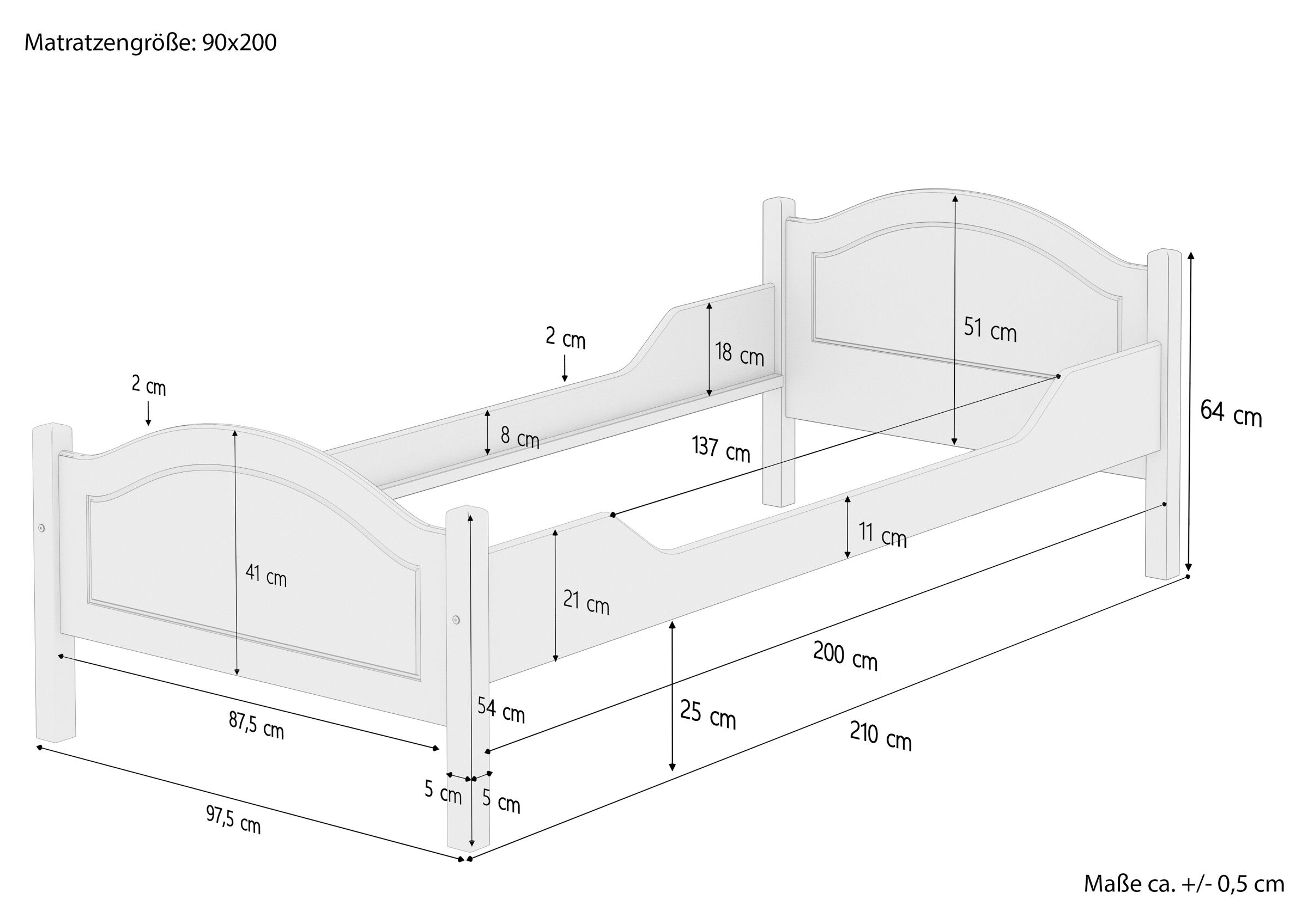 Kinderbett, Etagenbett, Holzbett, Matratzengröße 90x200, Schublade oder Geländer?, Masse des Bettes 90x200