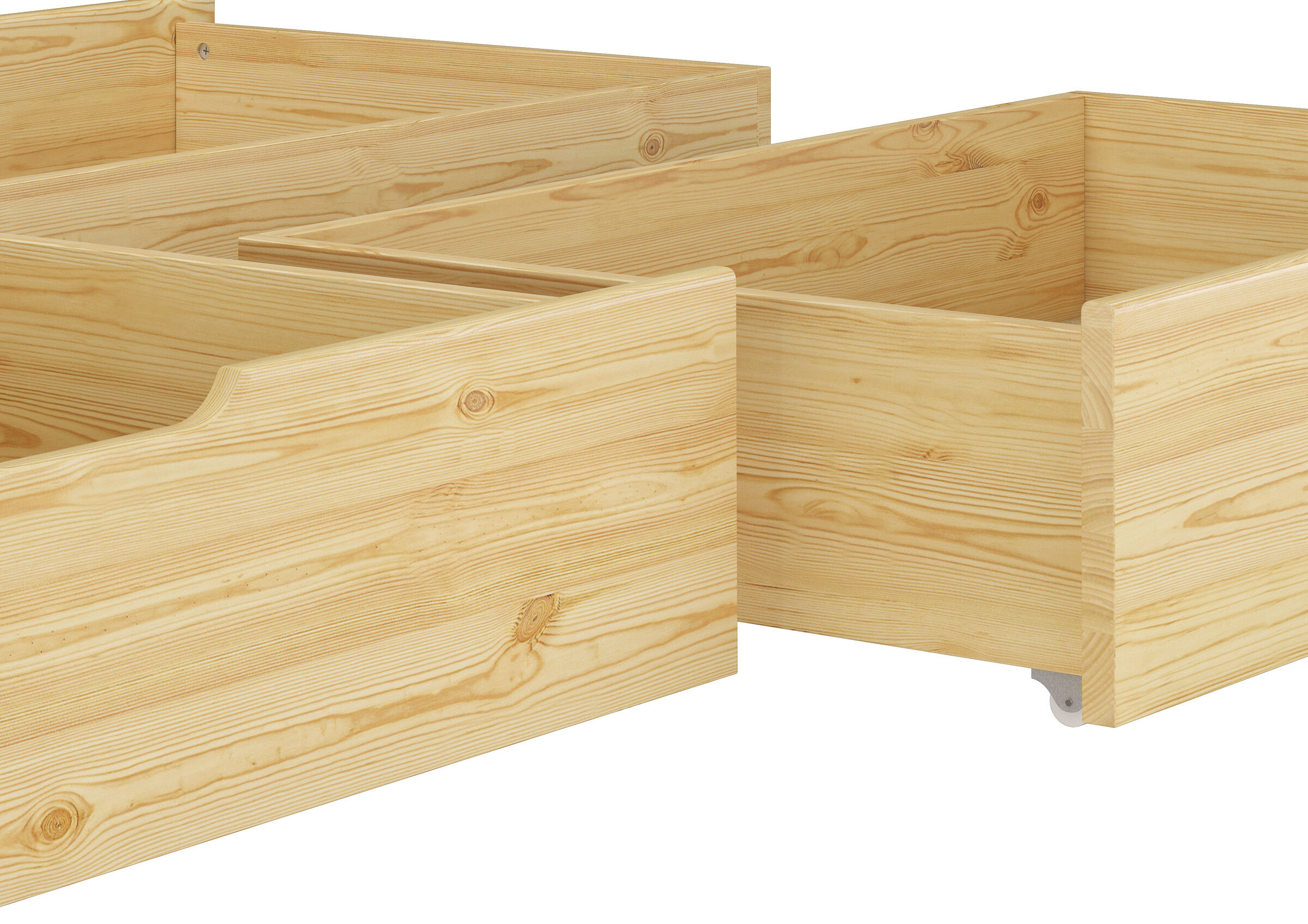 Holzbetten, Kastenbett, Holz, Kiefer, rollen, 3 Teile Bettkasten