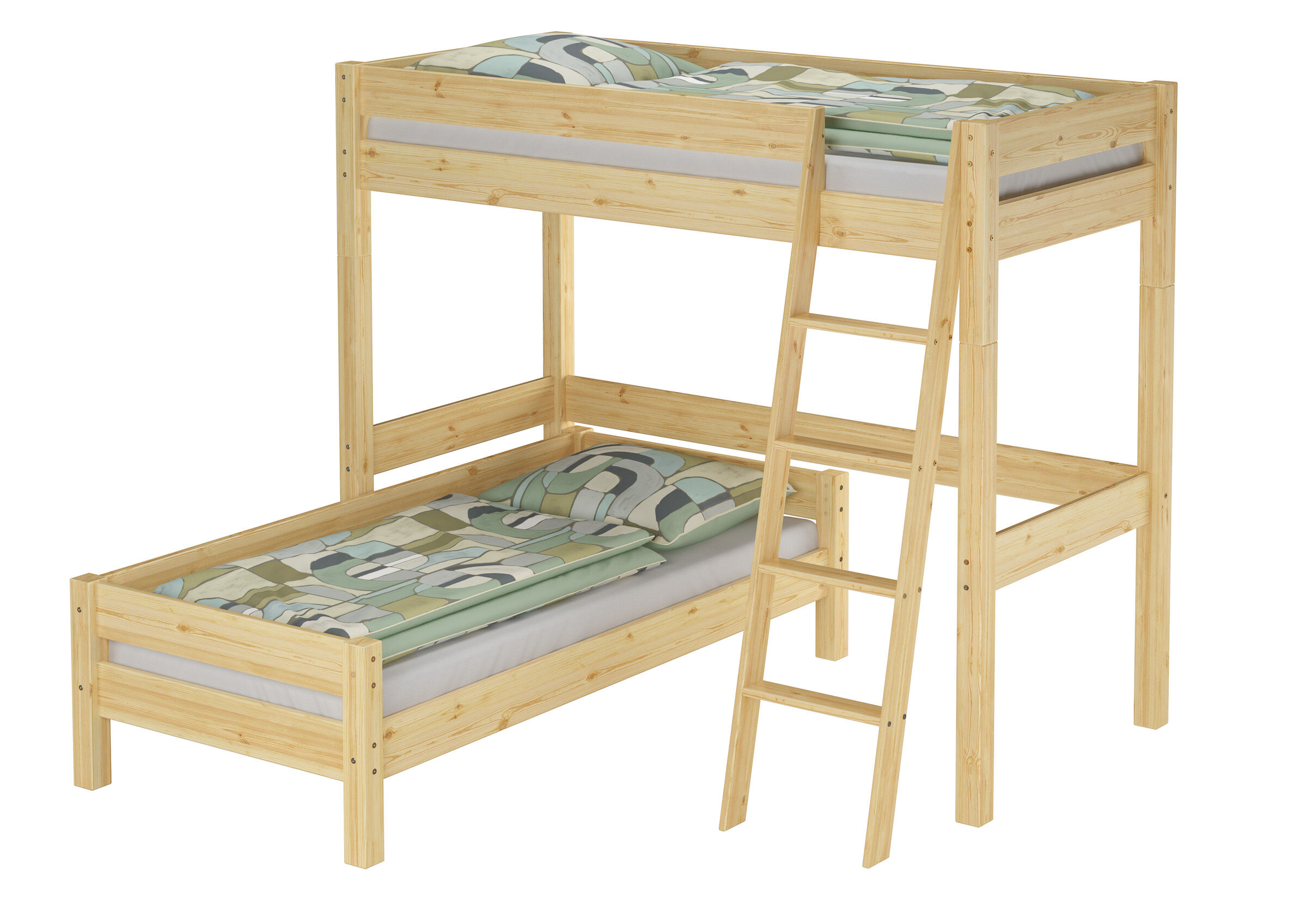 Etagenbett, Holz, Kiefer, Bettgestell, Stockbett, Hochbett Einzelbett Kiefer natur