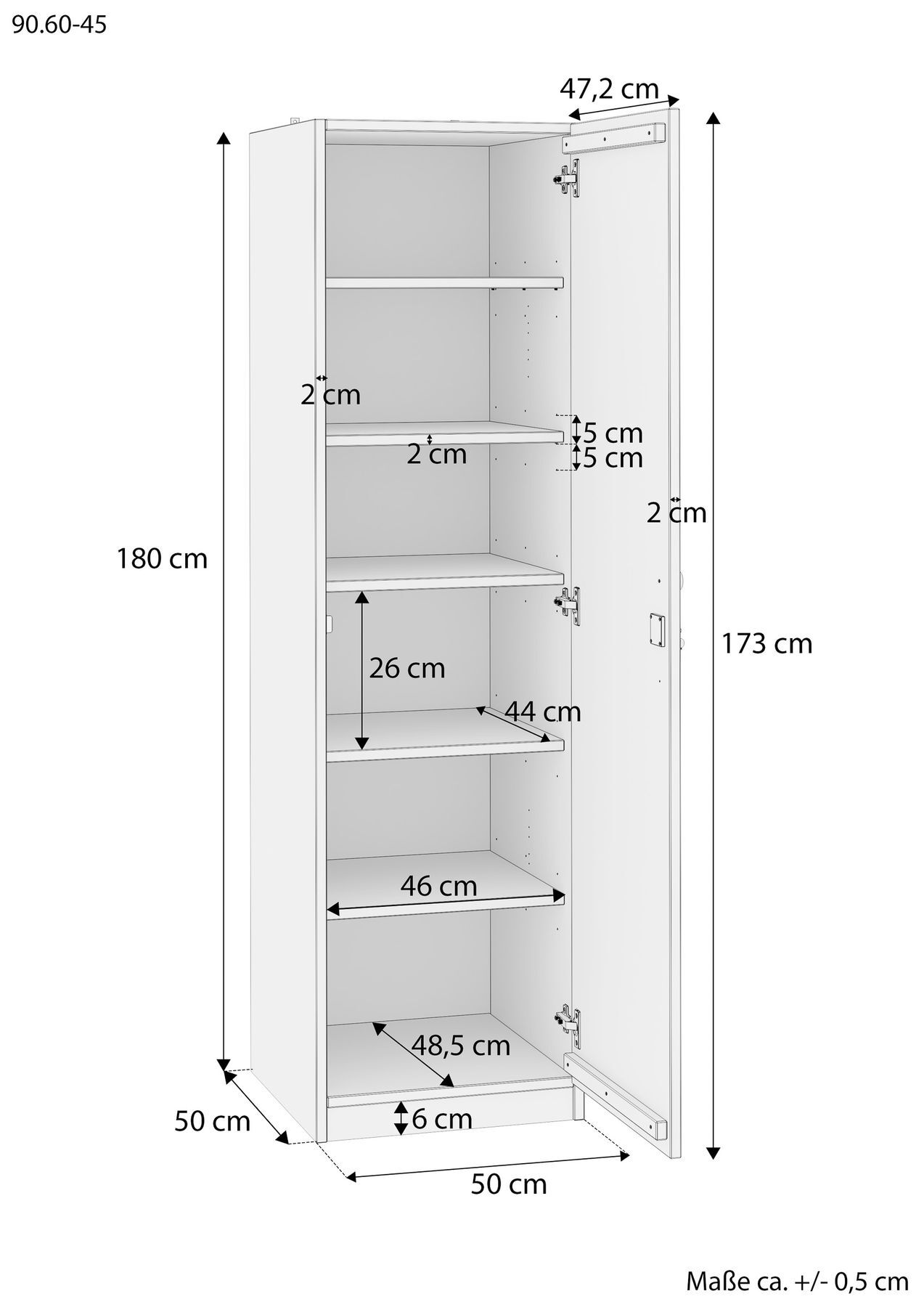 Schrank, Aufbewahrung, Regal, Maße, Höhe, Maßskizze des Holzschranks