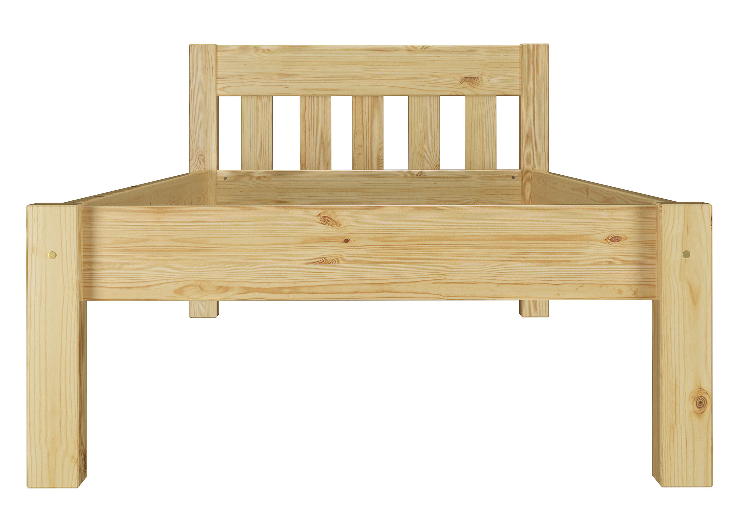 Holzbett, Kinderbett, Kiefer, Massivholz, Kopfteil, Vorderansicht Einzelbett Kiefer natur