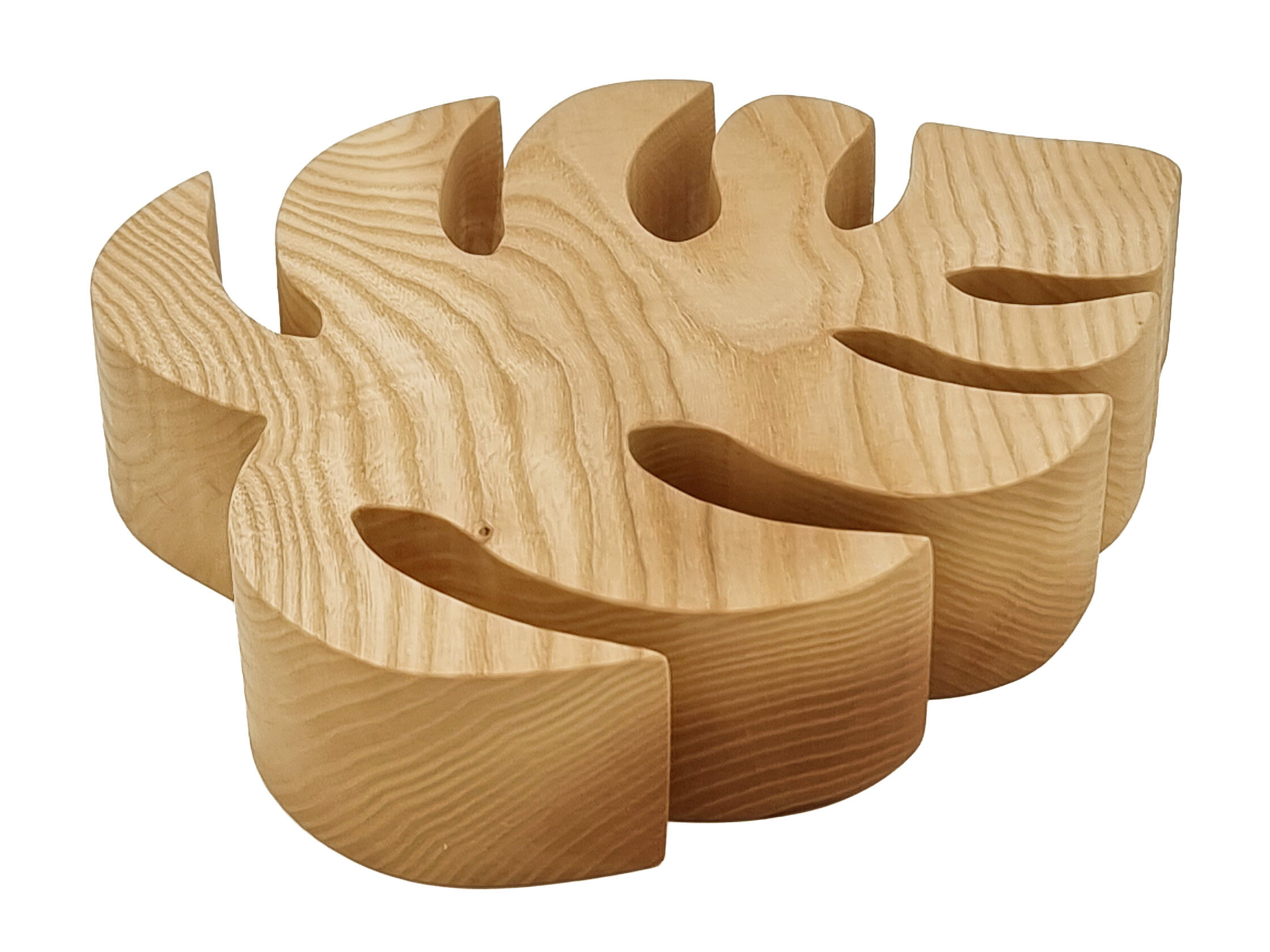 Holz, Untersetzer, Naturholz, Rund, Grill-Aufbewahrung, Großes Monsterblatt aus Esche im Detail