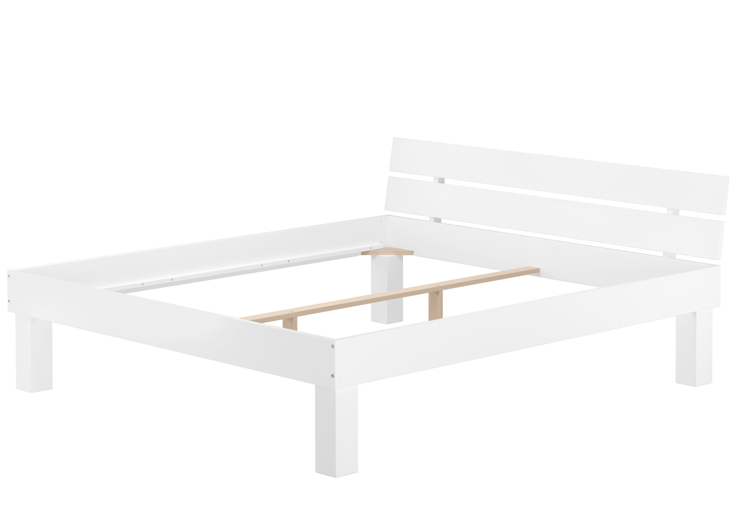 bettgestell, holz, weißer rahmen, lattenrost-frei, schlafzimmer, Waschweißes Massivholzbett 200x200