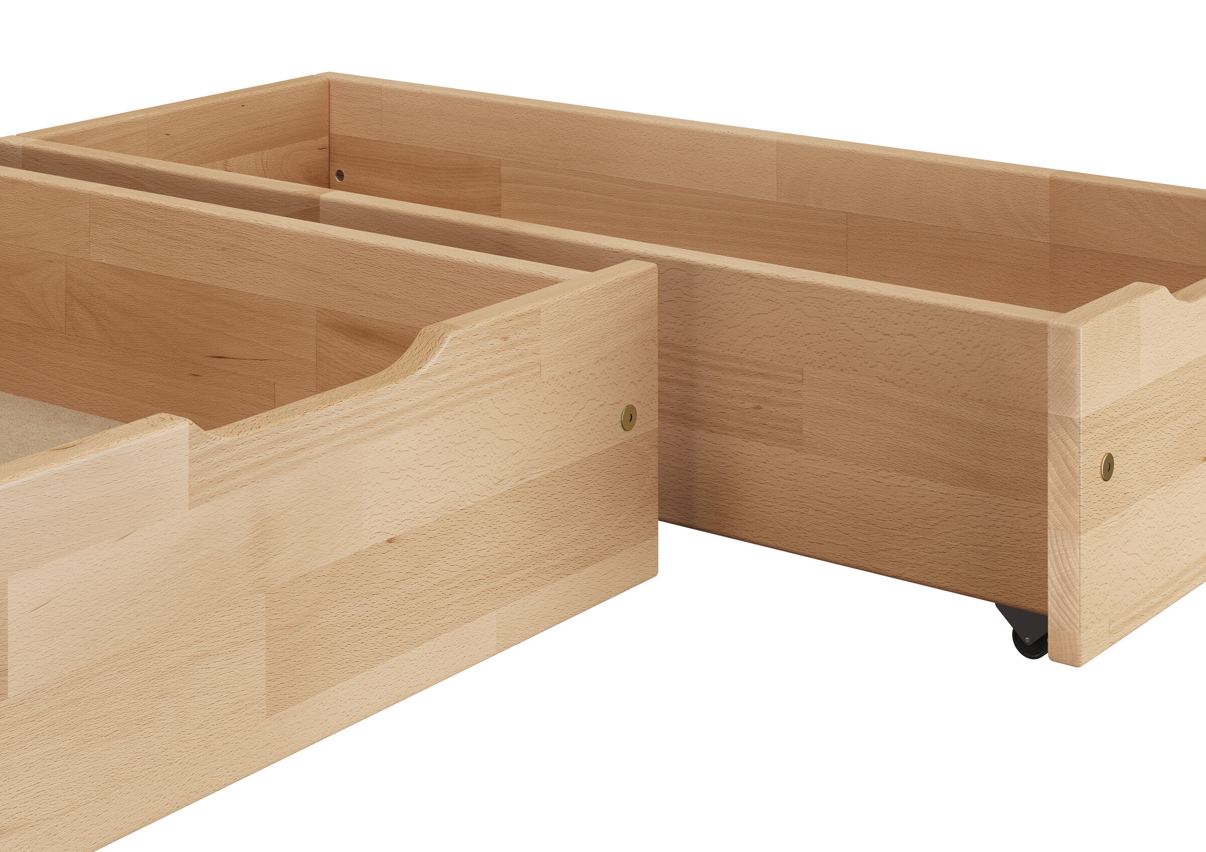 Bettschubladensystem 2/3 Teilung Schublade, Mobiliar, Sperrholz, Holz, kleine und große Unterbettkommode