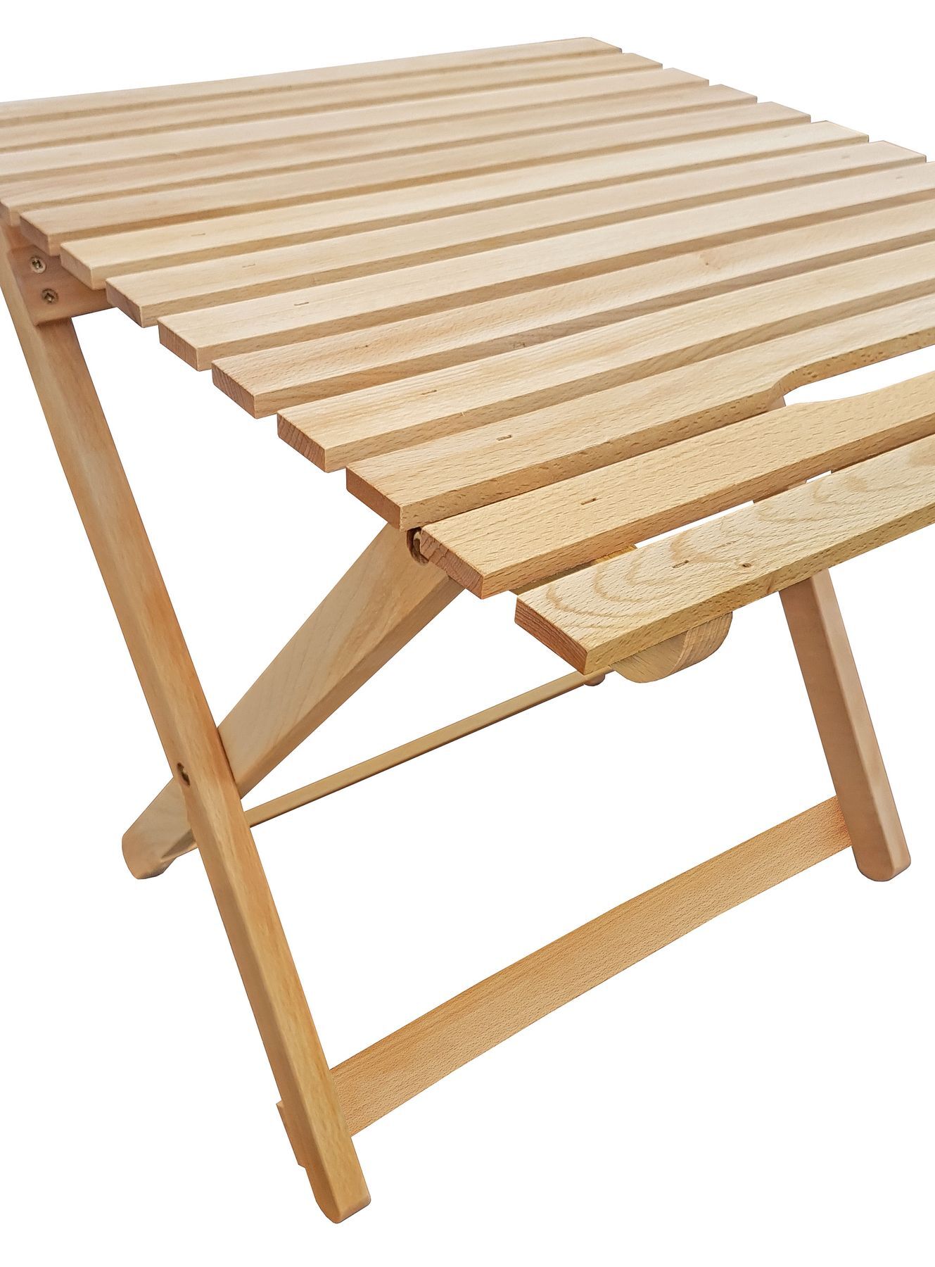 Holzbank, Holzbank aus Teak/Kindholz, Lattenbank, Gartenbank, Holzlattenbank, Beistelltischchen aus hellem Bucheholz