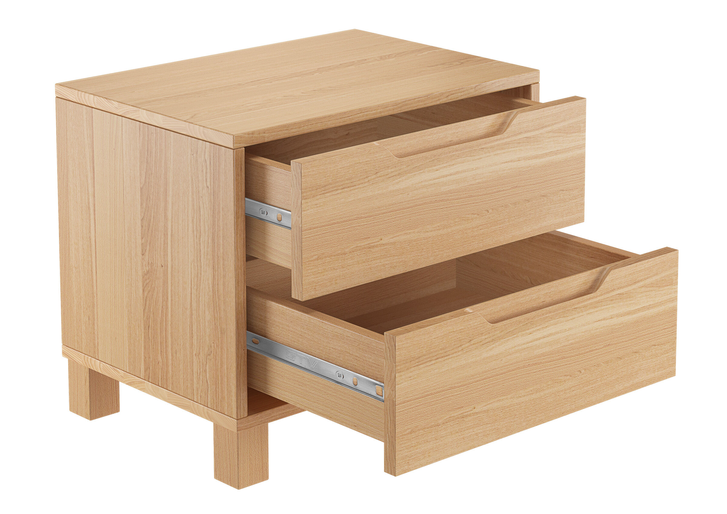 Nachttisch, Nachtkommode, Holz, Echtholz, Schubladen, Nachtitsch Buche mit 2 Schubladen