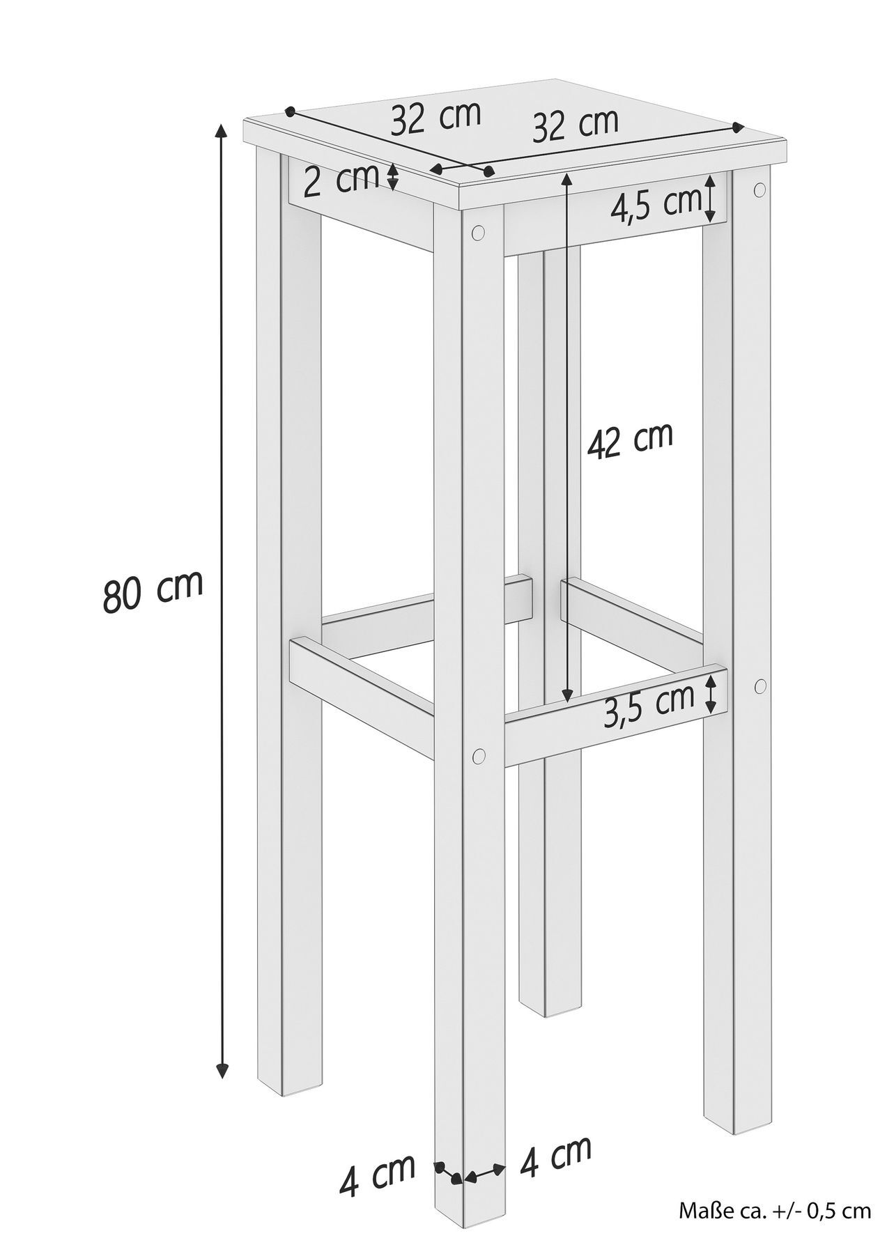 Beistellhocker, Hocker, Holzstuhl, Beine, Maße,