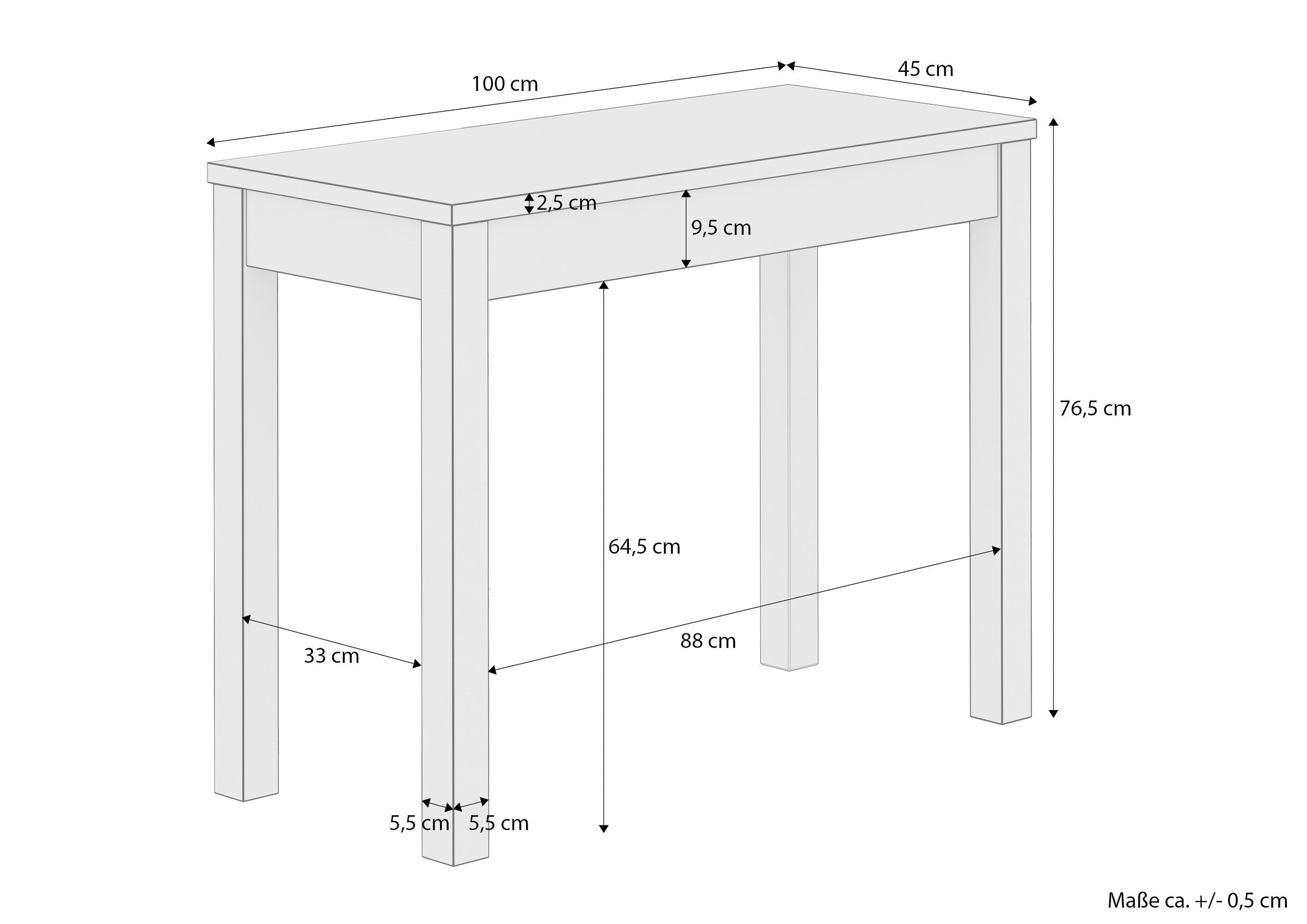 Esstisch, Holz-Tisch, Schublade, Holzbein, Graues Holz, Maße des Kiefernholztisches