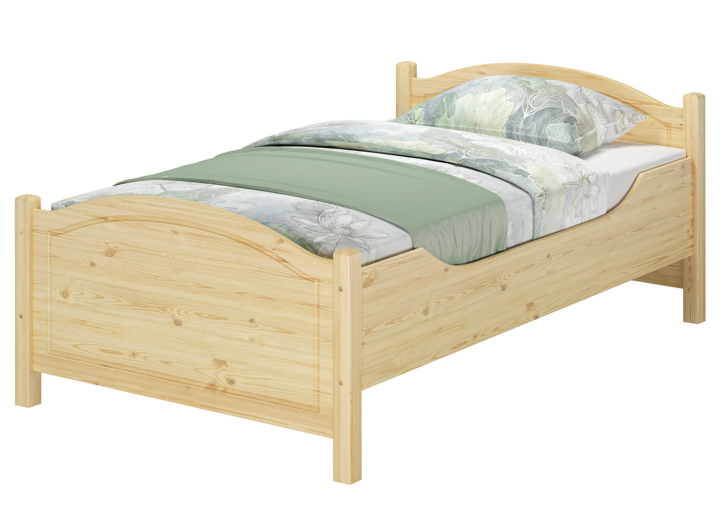 Breites Einzelbett 120x200 aus Kiefer Moebel, Bett, Hohes Seniorenbett 120x200 aus Kiefer