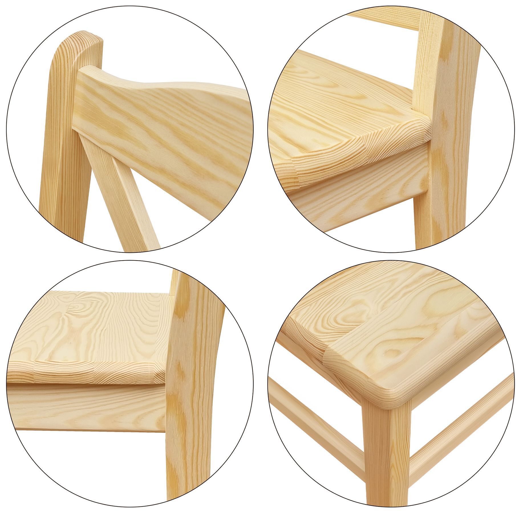 Sperrholz, Holz, Mobiliar, Sitzlehne, Sitzplatz und Beine des Stuhls im Detail