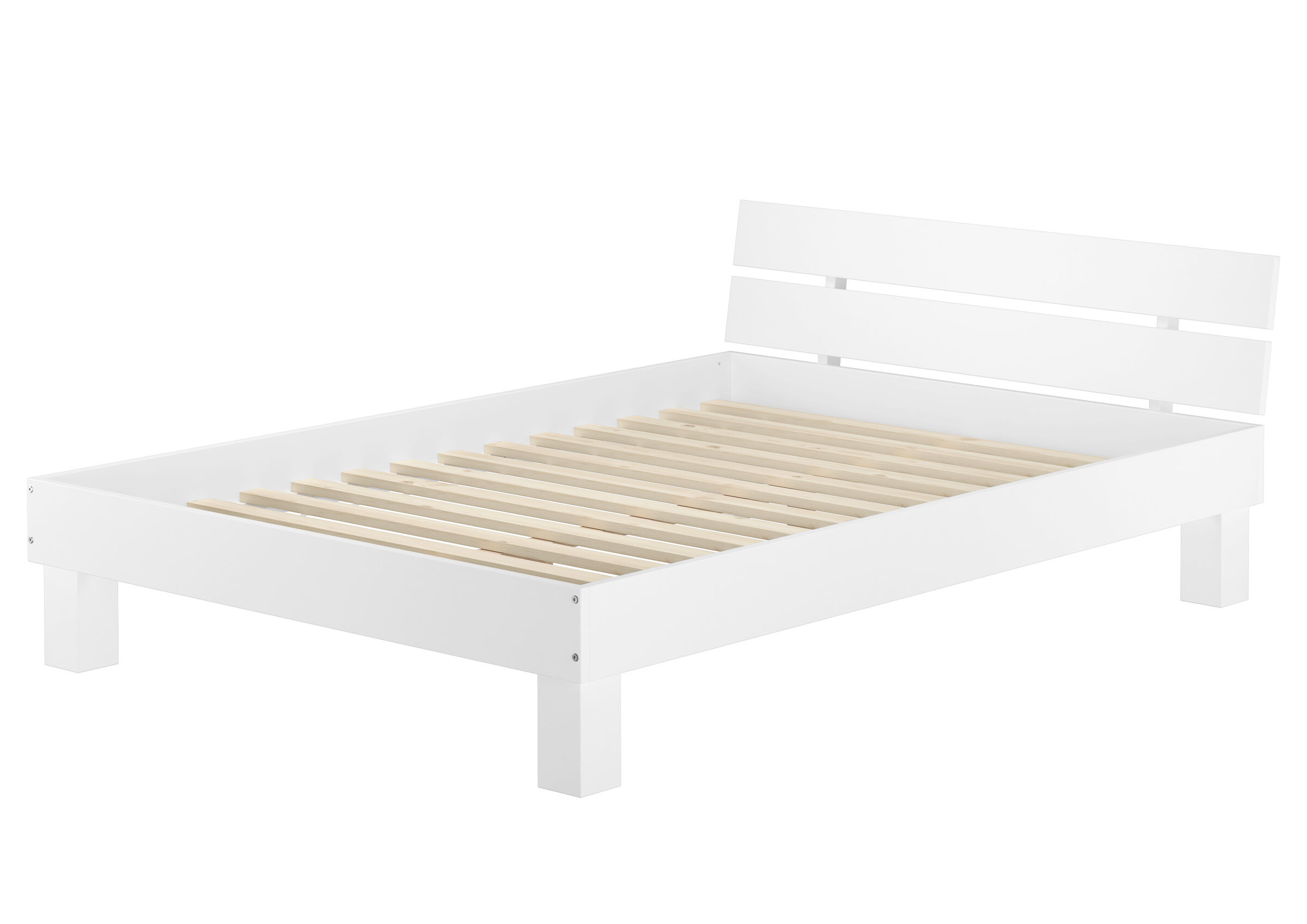 Stabiles Futonbett 140x200 mit Rollrost Moebel, Waschweißer Buchenbett 140x200 mit Rollrost