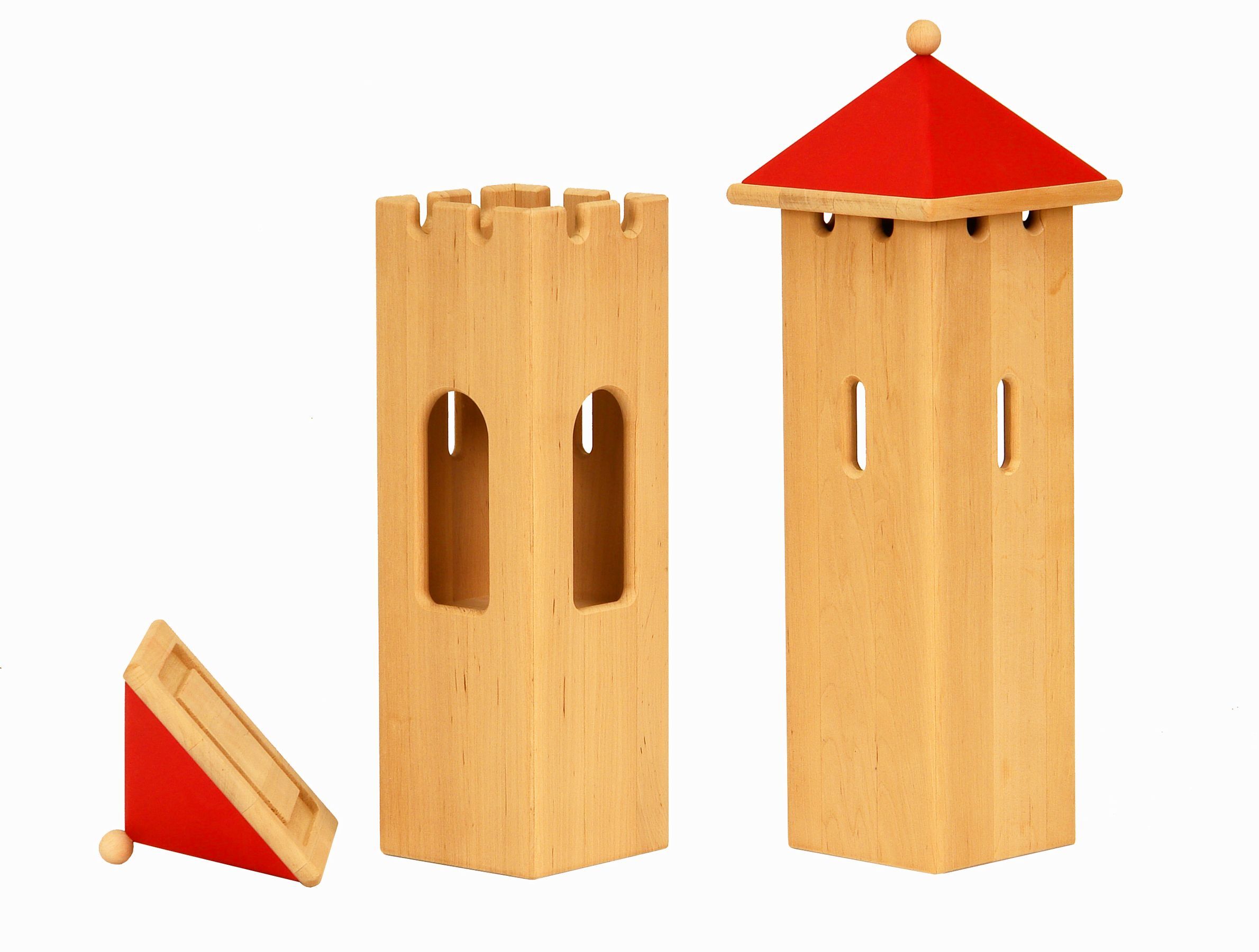 Holzspielzeug, Holzturm, Burgturm, Kastenspiel, Kinderzimmer-Spielzeug, Turm Ritterburg