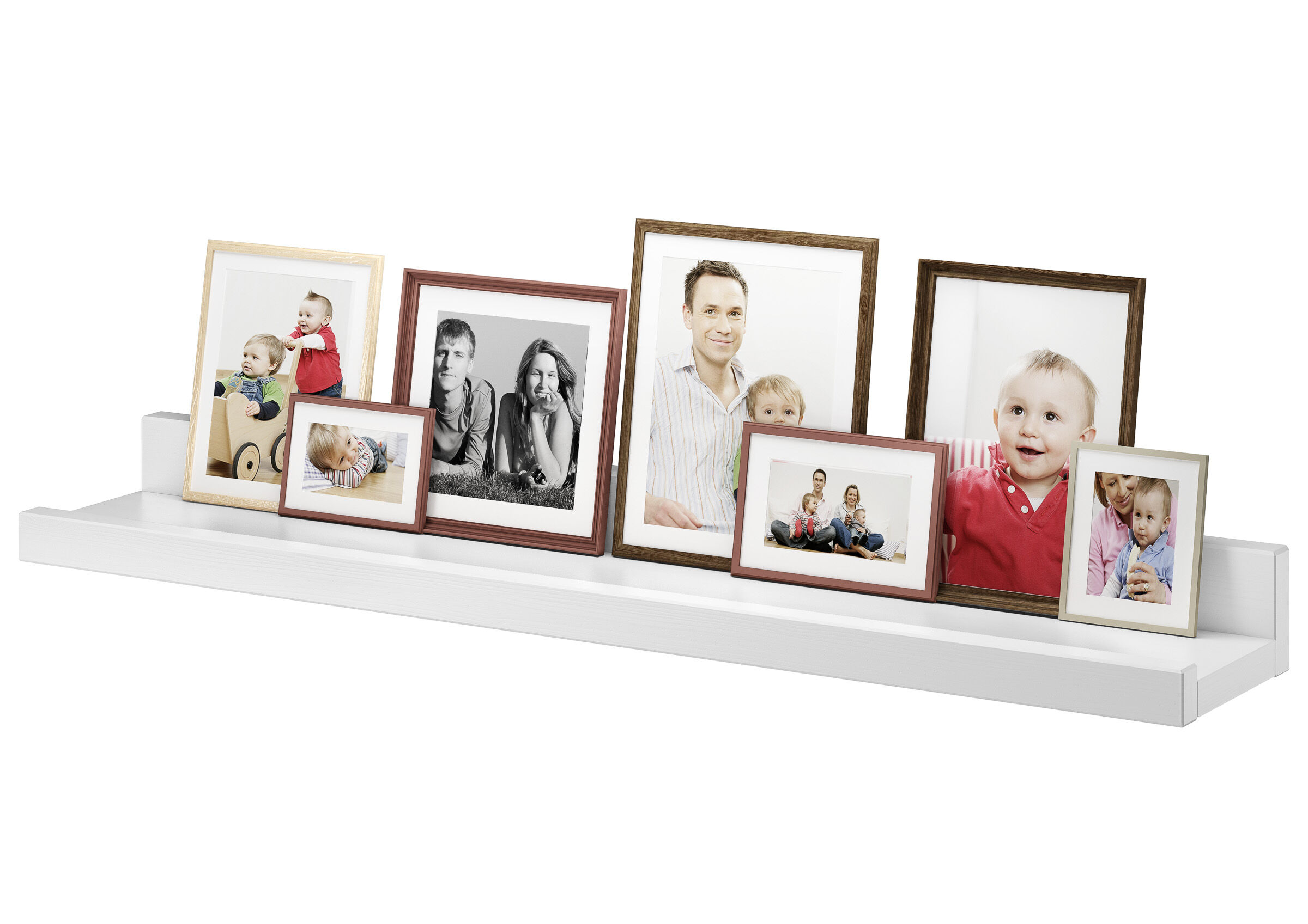 Bildrahmen, Fotostreifenkasten, Foto-Rahmen, Familienfoto, Holzrahmen, Dezente Wandablage aus Buche