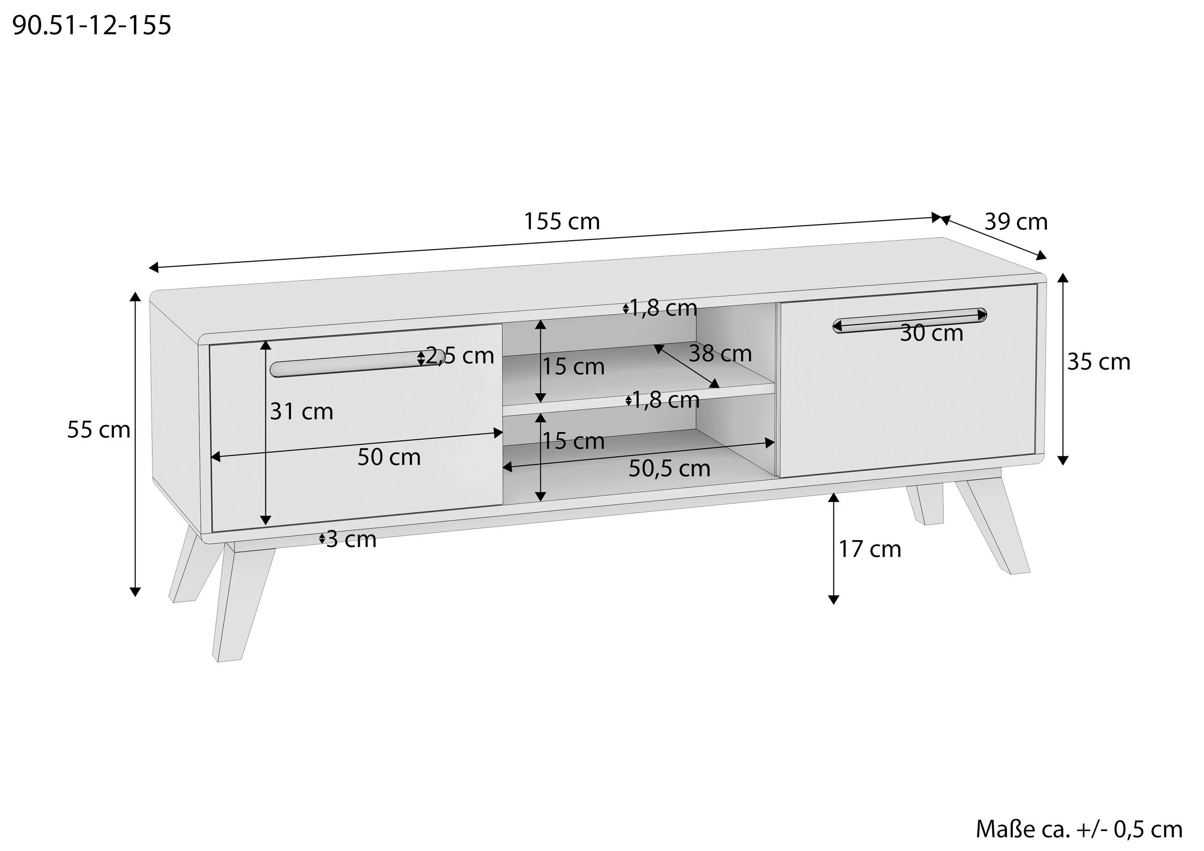 Lowboard, Sideboard, Medienkonsole, Schrank, Schublade, Maße des TV-Schranks aus Rotbuche