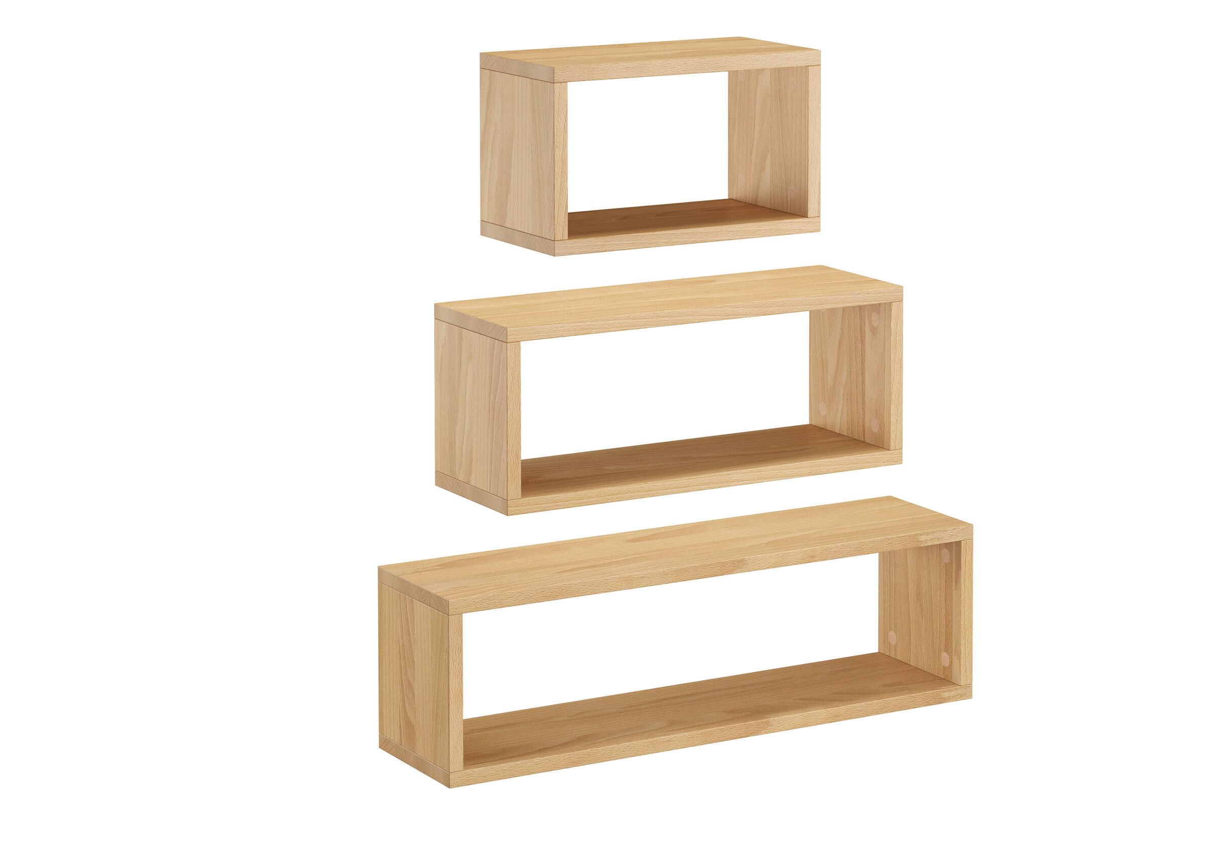 Ablage, Holz, Mobiliar, Bucheablagen in drei Längen