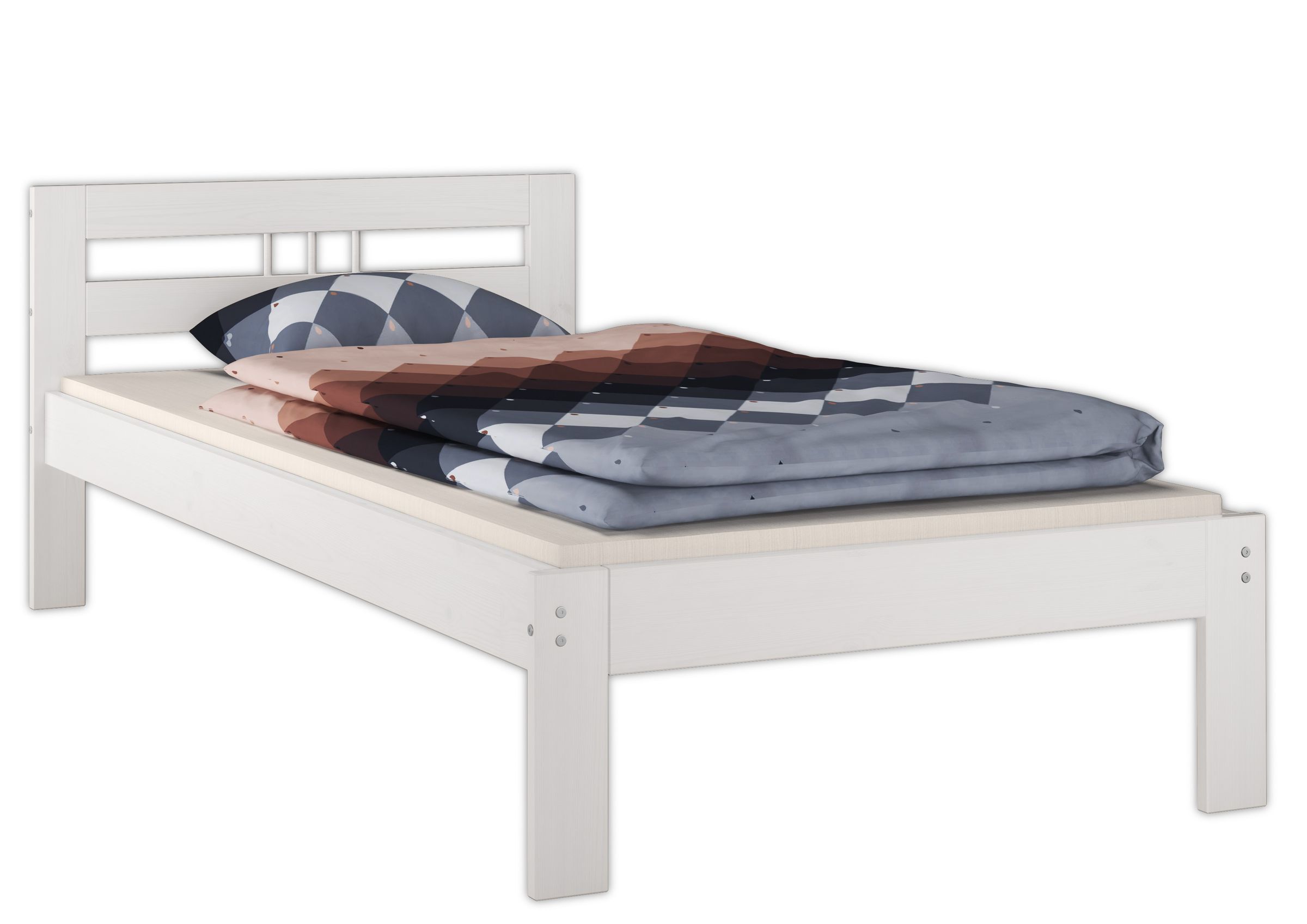 Kinderbett, Holzbett, Bettgestell, weiß, Bettwäsche-Set, Einzelbett Kiefer weiß