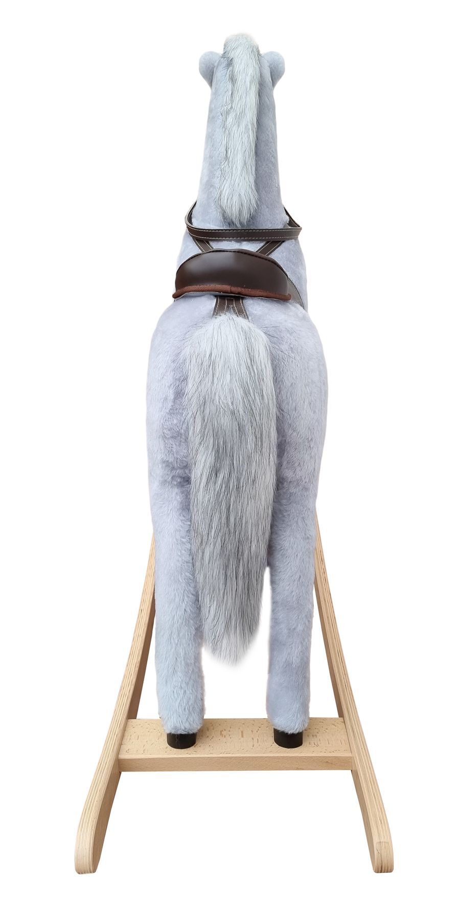 Puppe, Frisstich, Ledersattel?, Hochstiefel?, Tierfigur, Schimmel Schaukelpferd