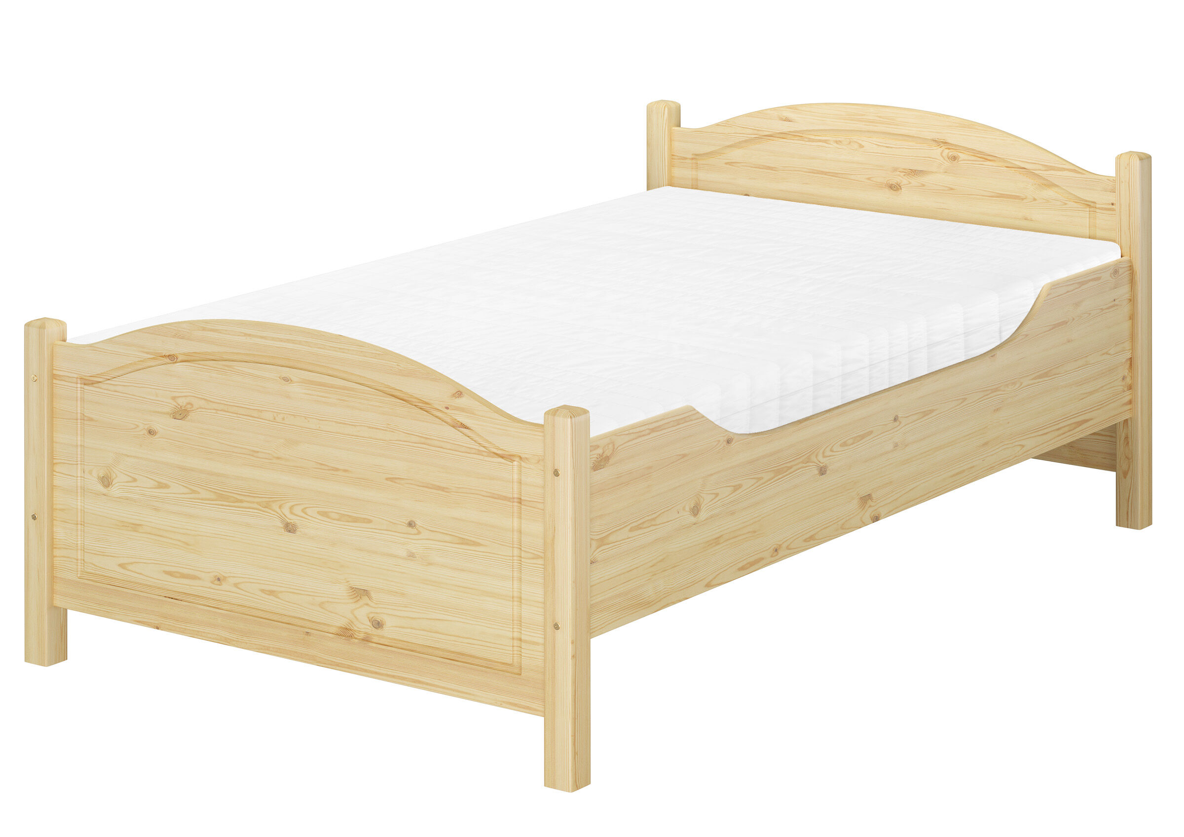 Gemütliches Echtholzbett 120x220 mit Rollrost und Matratze Moebel, Krippe, Bett für Säuglinge, Bett, Breites Kiefernholzbett 120x200 mit Rollrost und Matratze