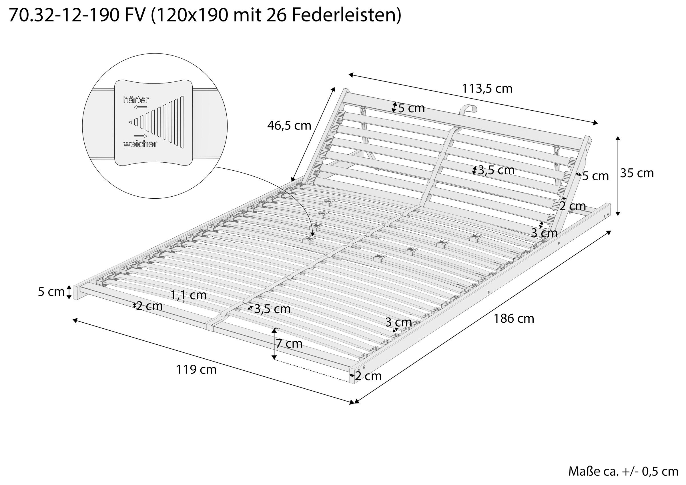 zendelkaro, bettgestell, lattenrost, holzbett, verstellbares bett, Skizze Maße