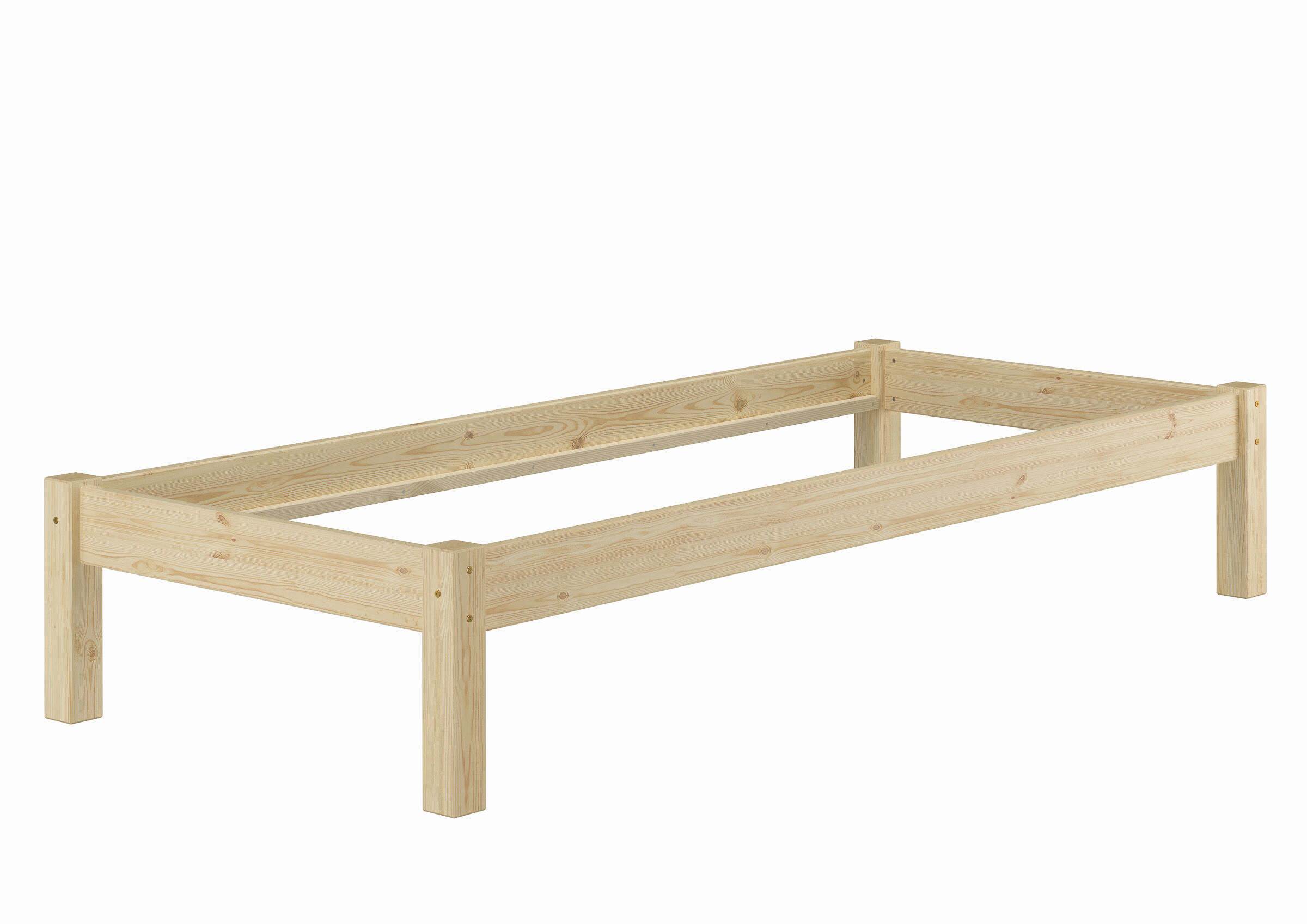 Holzbett, Bettrahmen, Kastenholz, Massivholz, Bettrahmen natur, Unbehandelter Holzbettrahmen 90x200