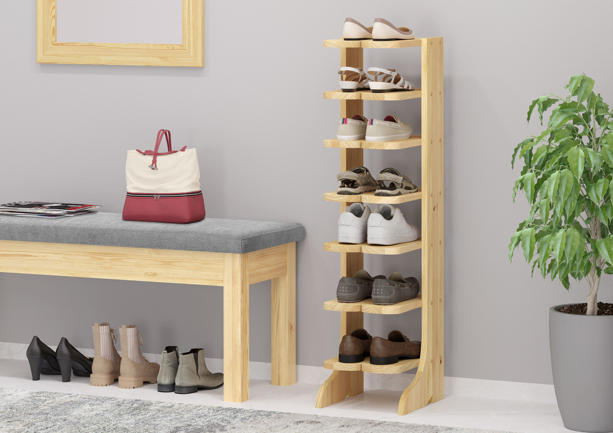 Schuhregal, Schuhe, Sneaker, Schuhboden, Tutschuhhalter, Schuhregal in Form von Stiefel