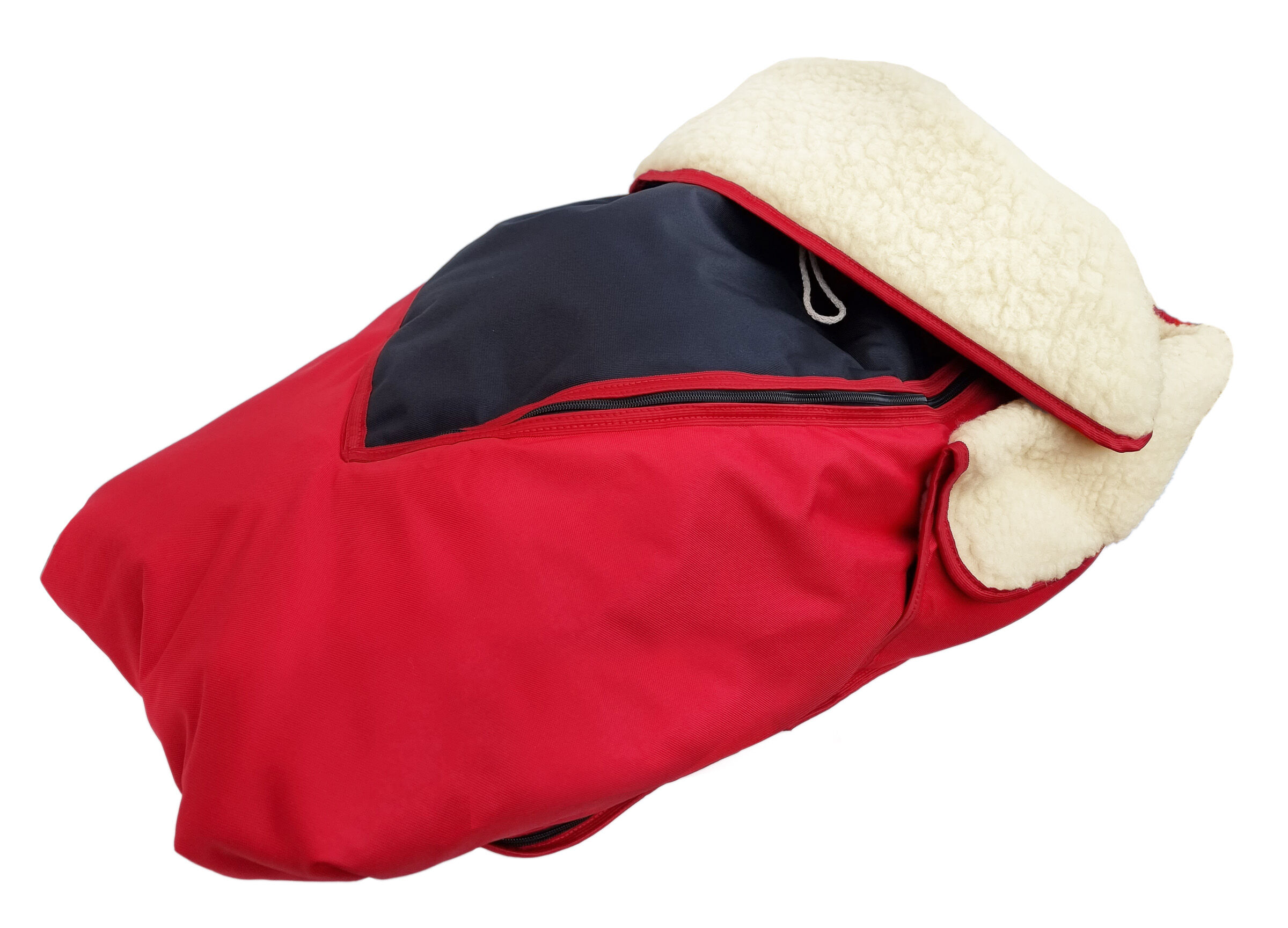 Winterjacke, Rot, Kapuze, Fleece-Futter, Reißverschlussfach, Lammfellfußsack rot