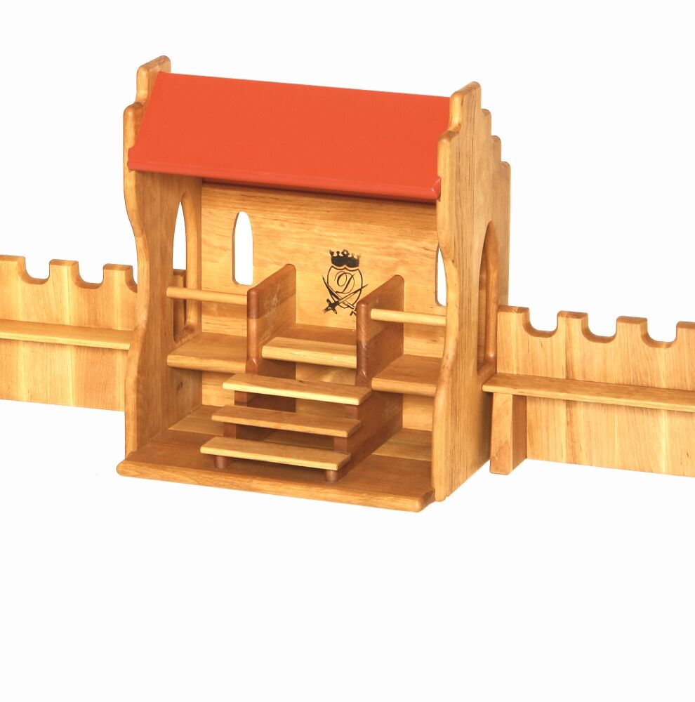 Holzburg, Halle, Spielzeugtor, Kastenset, Treppenstufen, Turniertribüne Holzspielzeug Ritter