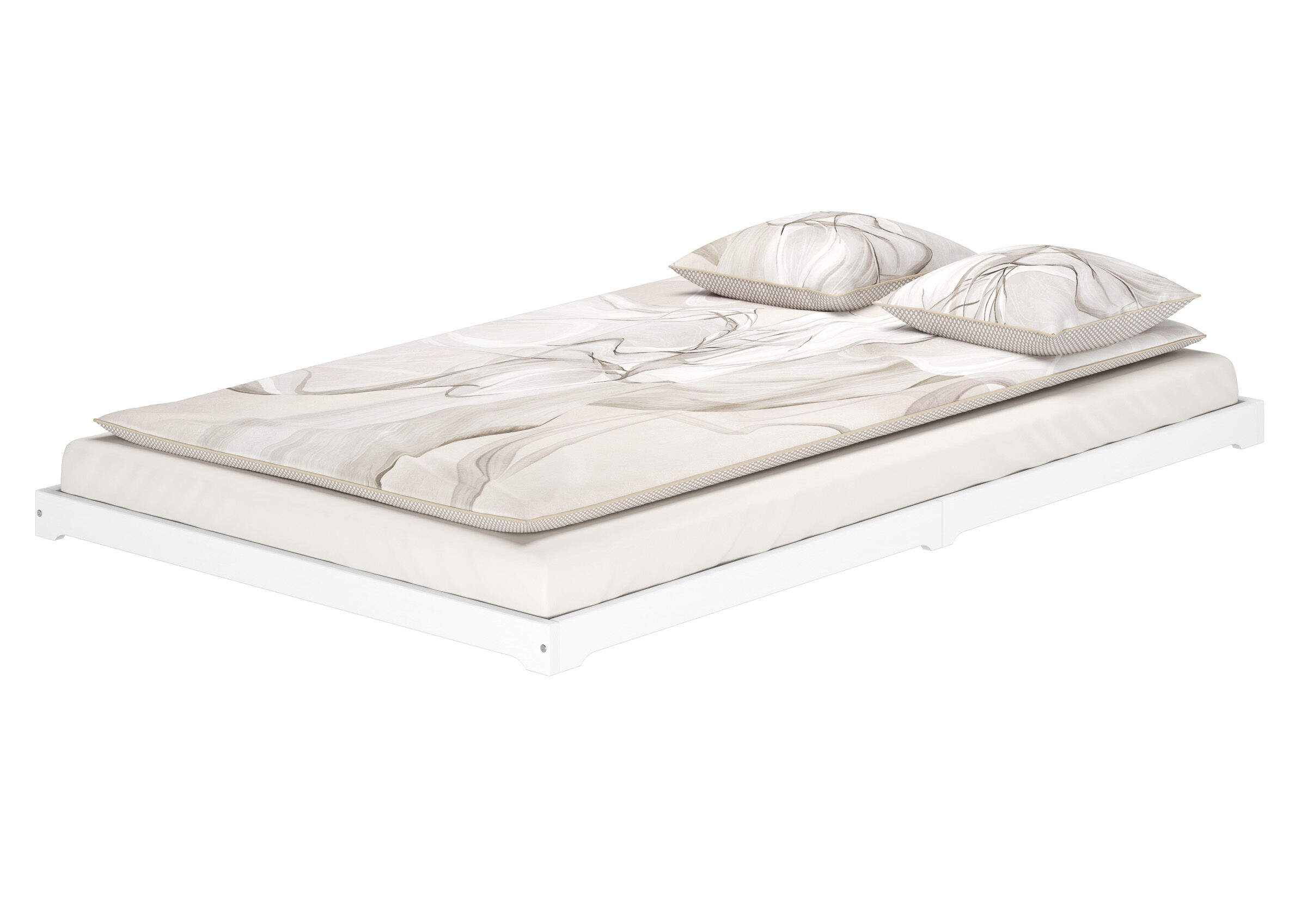 Bett, Matratze, Bettgestell, Bezug, Kopfkissen, Stabiles Doppelbett 140x220 aus Kiefer