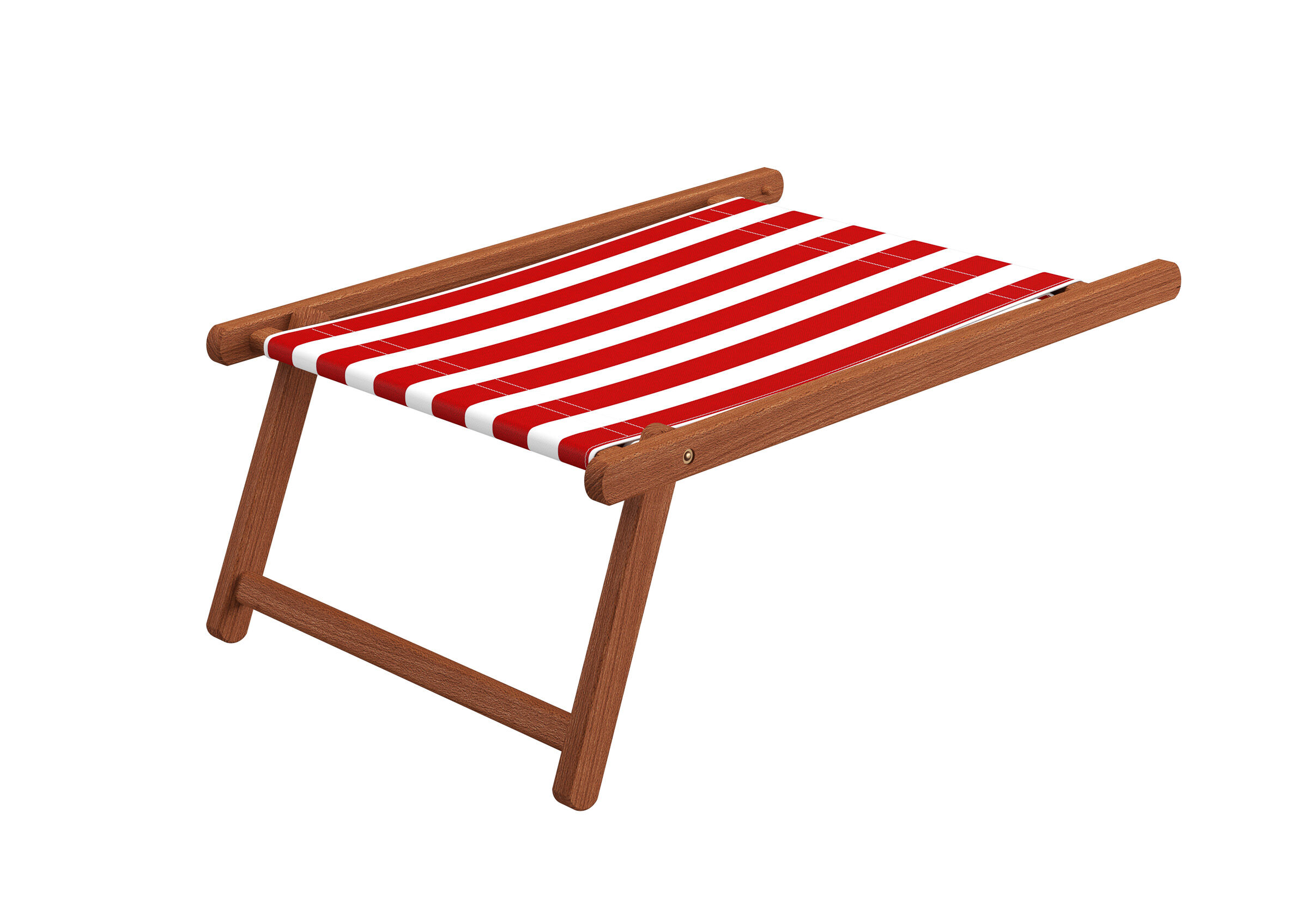 Liegestuhl, Holz, Rot-Weiß Streifen, Sommermöbel, Klappstuhl, Fußteil mit Stoff rot/weiß